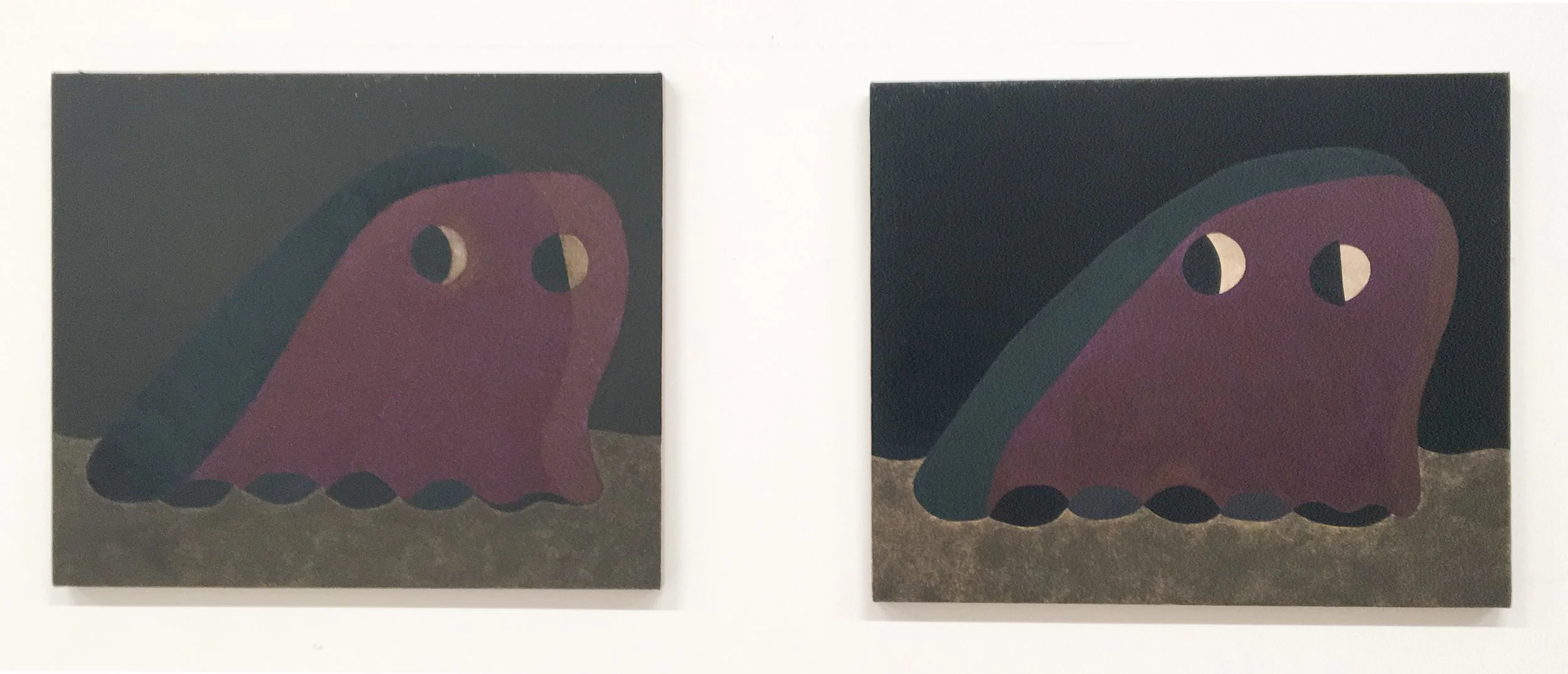 Ghost or If You Draw The Ghost Of A Ghost, Does The First UnGhosted Ghost Become Less Ghost And More Figure, More Of This World? And What Is It To Be Of This World? (I) and (II), 2021, Oil on Linen, 20 X 24