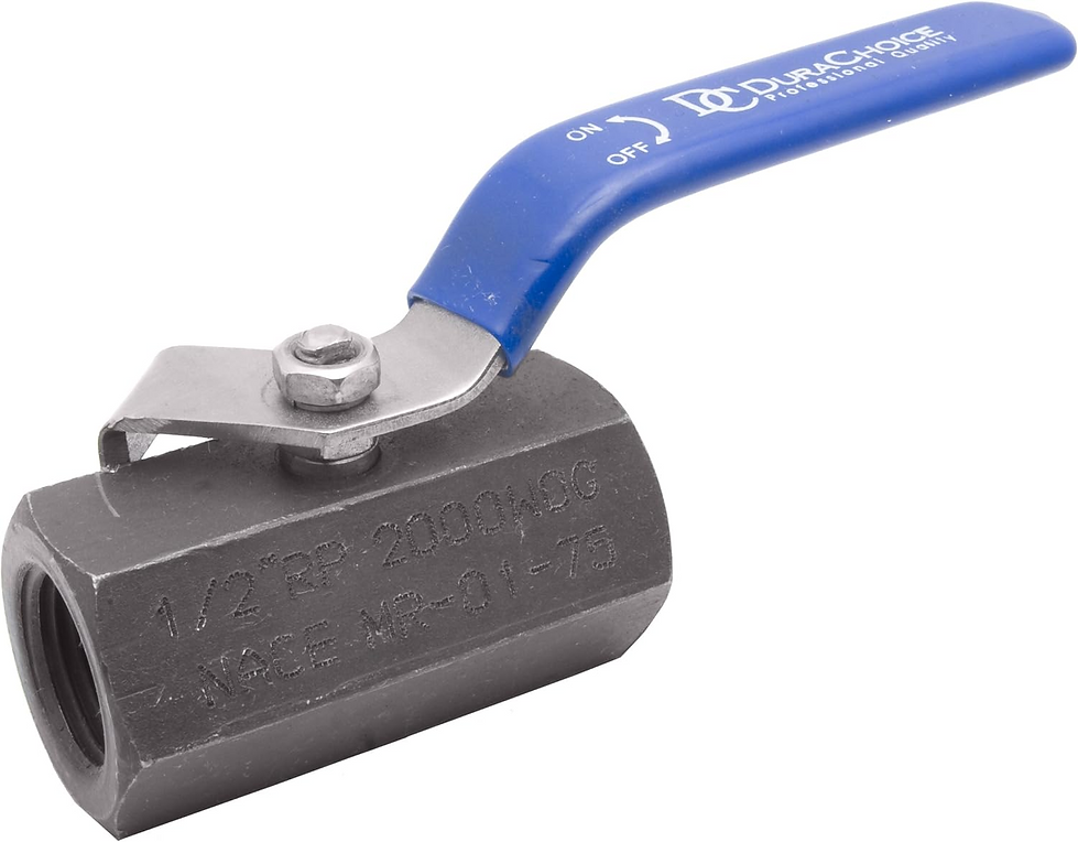 1/2" Carbon Steel Standard Port Ball Valve, NACE, RPTFE, 2000PSI, Hex Bar stock