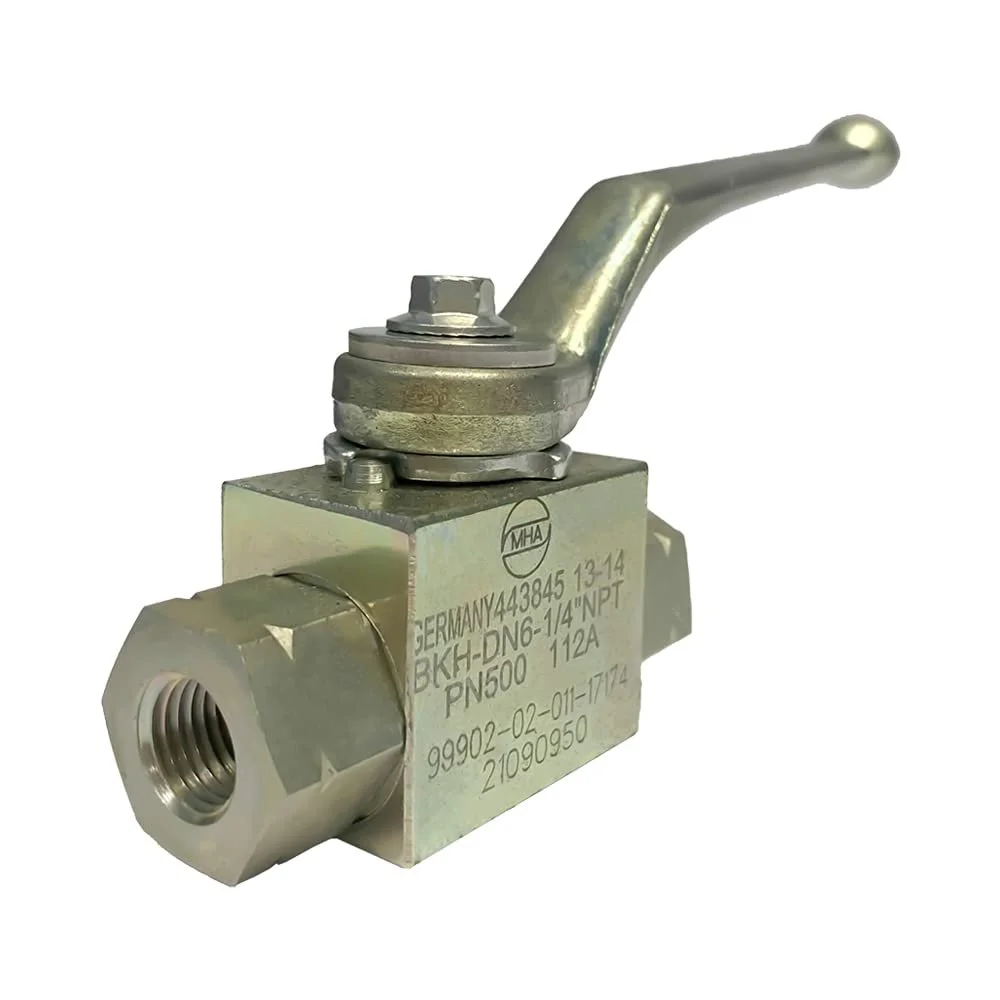 German Carbon Steel High Pressure Ball Valve, 1/4” NPT Female Threaded, up to 7000 PSI (500 Bar), BKH Type Hydraulic Flow Control Valve, 2 Port Shut-Off Valve