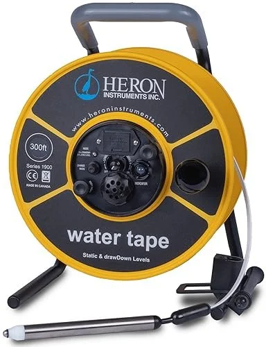 Heron Water Tape - Economical Water Level Meter with Fixed Probe (150 Meters)