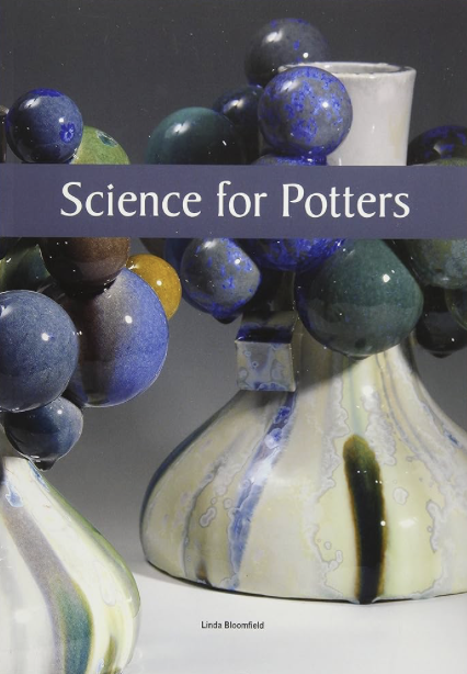 Book cover titled "Science for Potters" featuring pottery with colorful glazes and pottery spheres in the background.