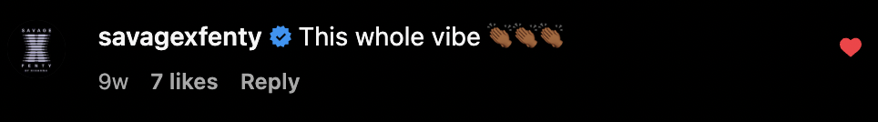 Instagram comment with the user savagexftey saying "This whole vibe" and clapping hands emojis. @RXXFANTA