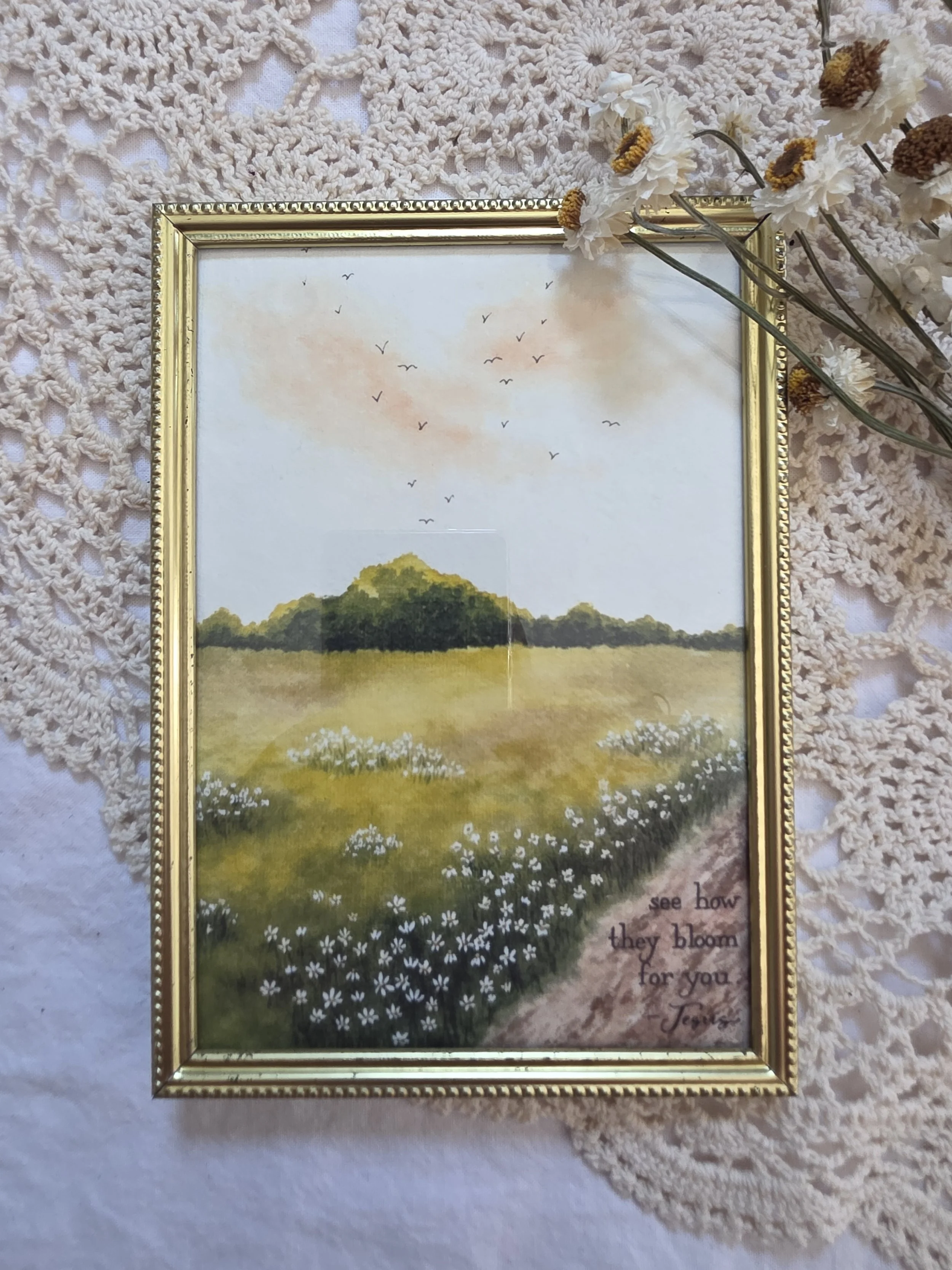 "they bloom for you" 5x7 framed art