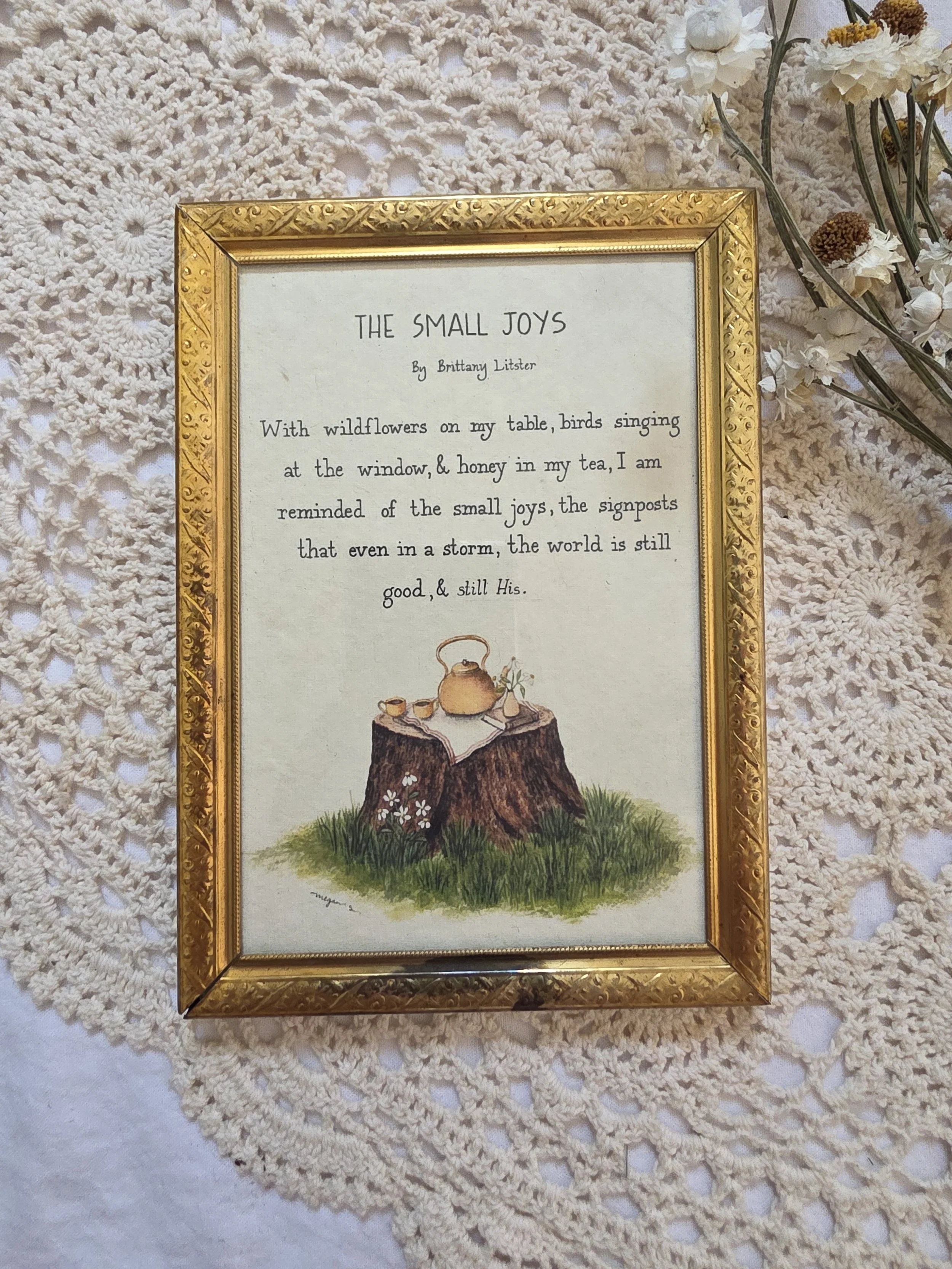 "small joys" 5x7 framed art