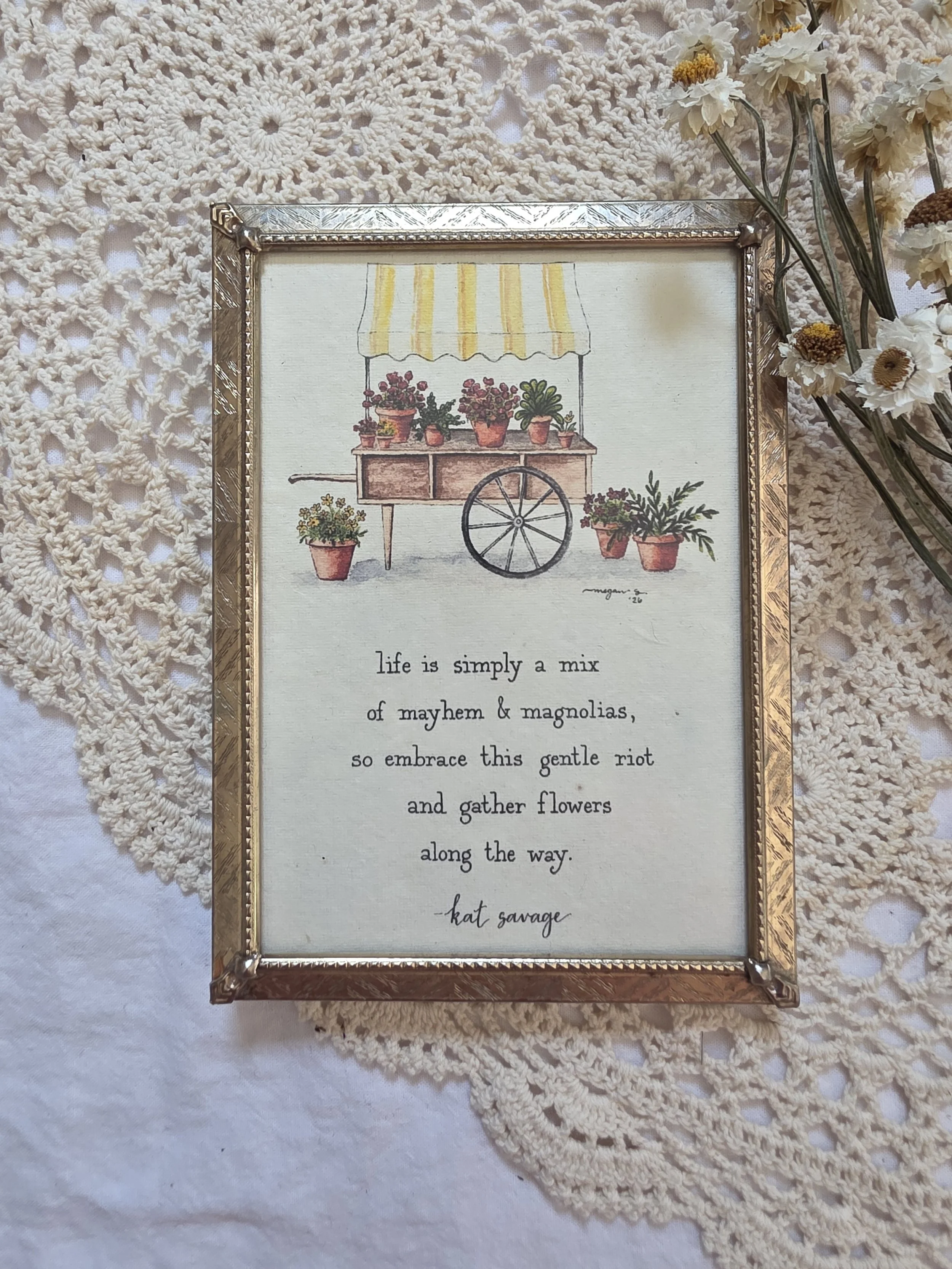 "mayhem & magnolias" 5x7 framed art