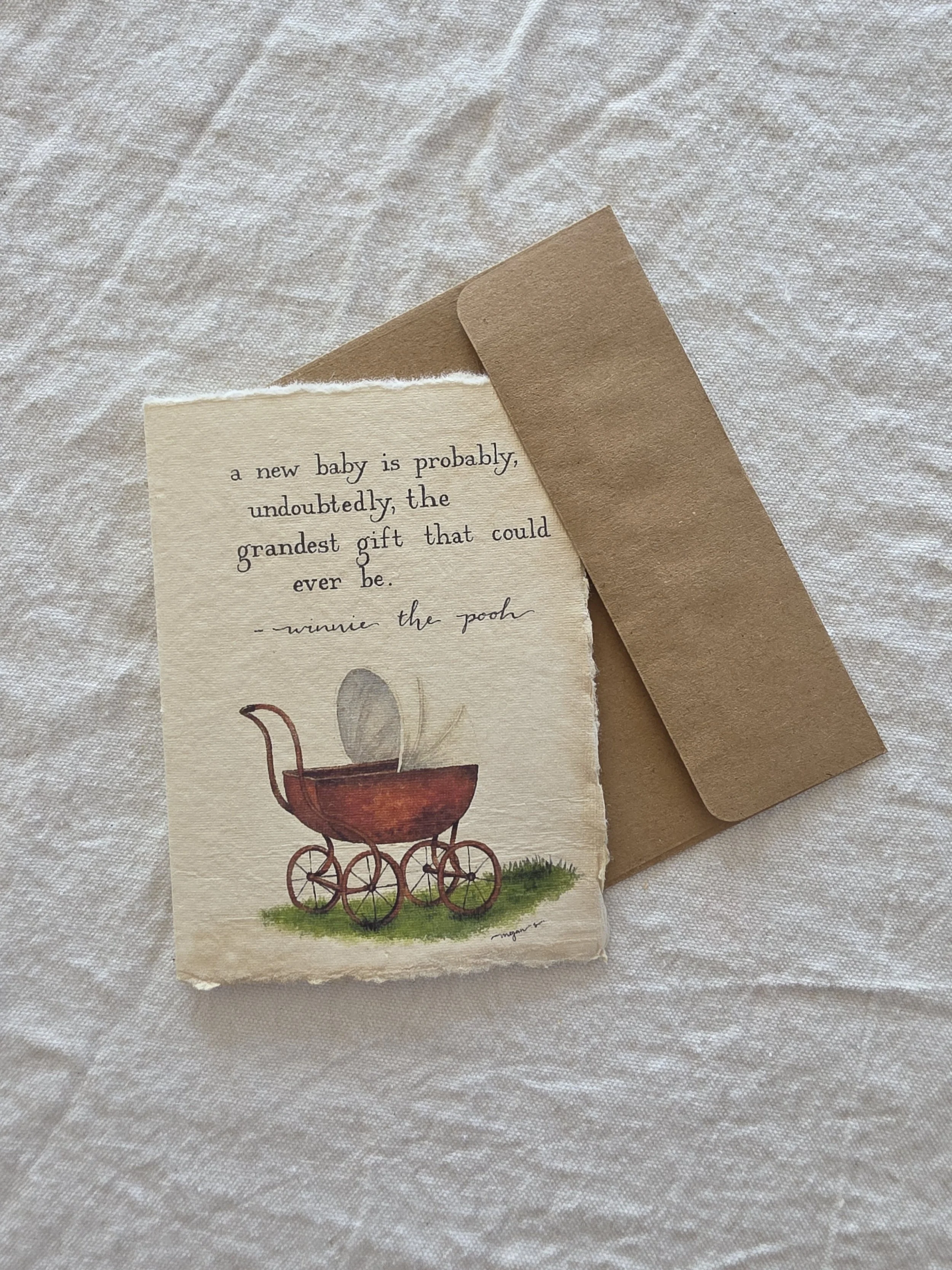 a new baby is probably the grandest thing carriage watercolor card