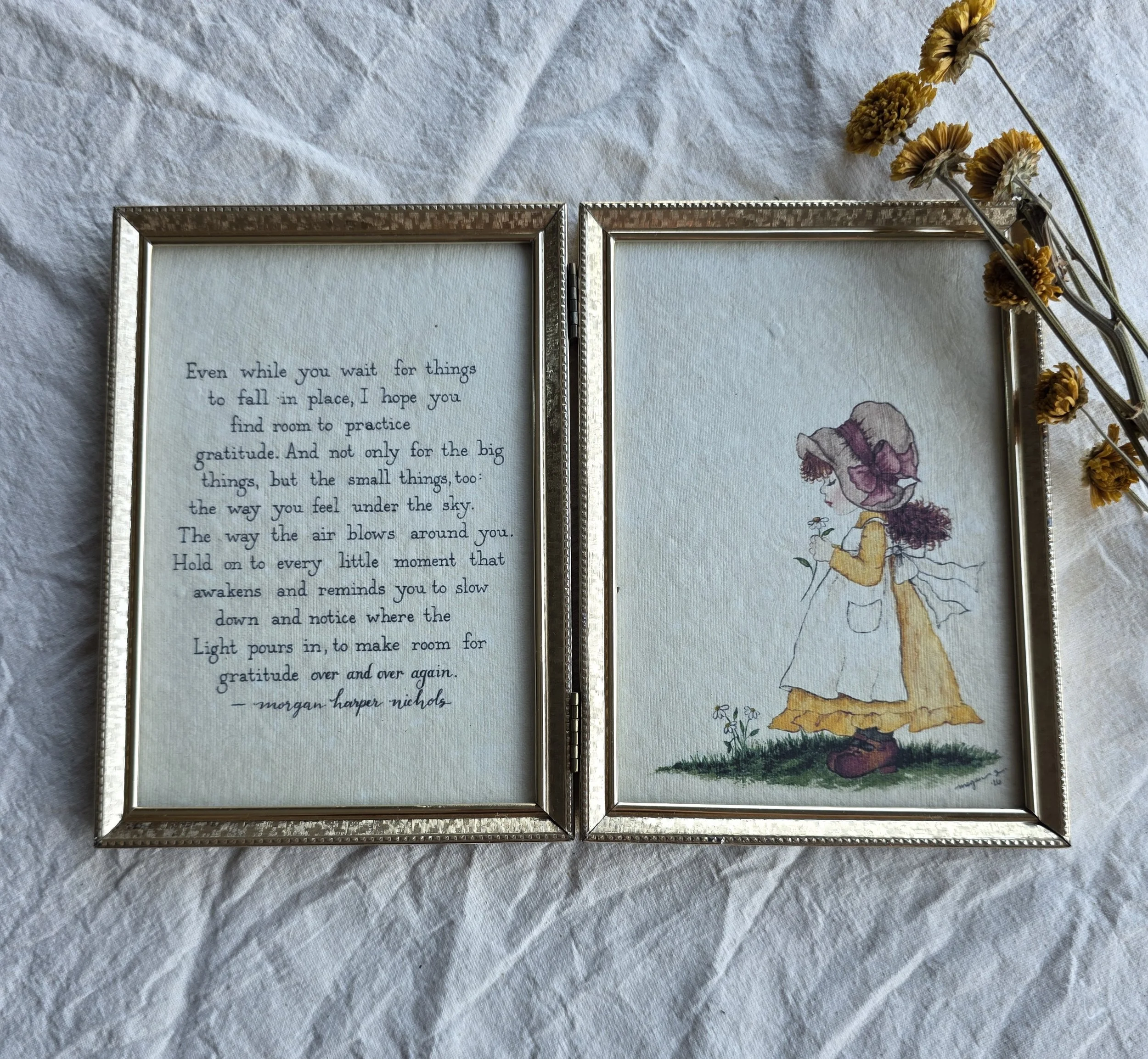 "Even While You Wait" 5x7 double Framed Art