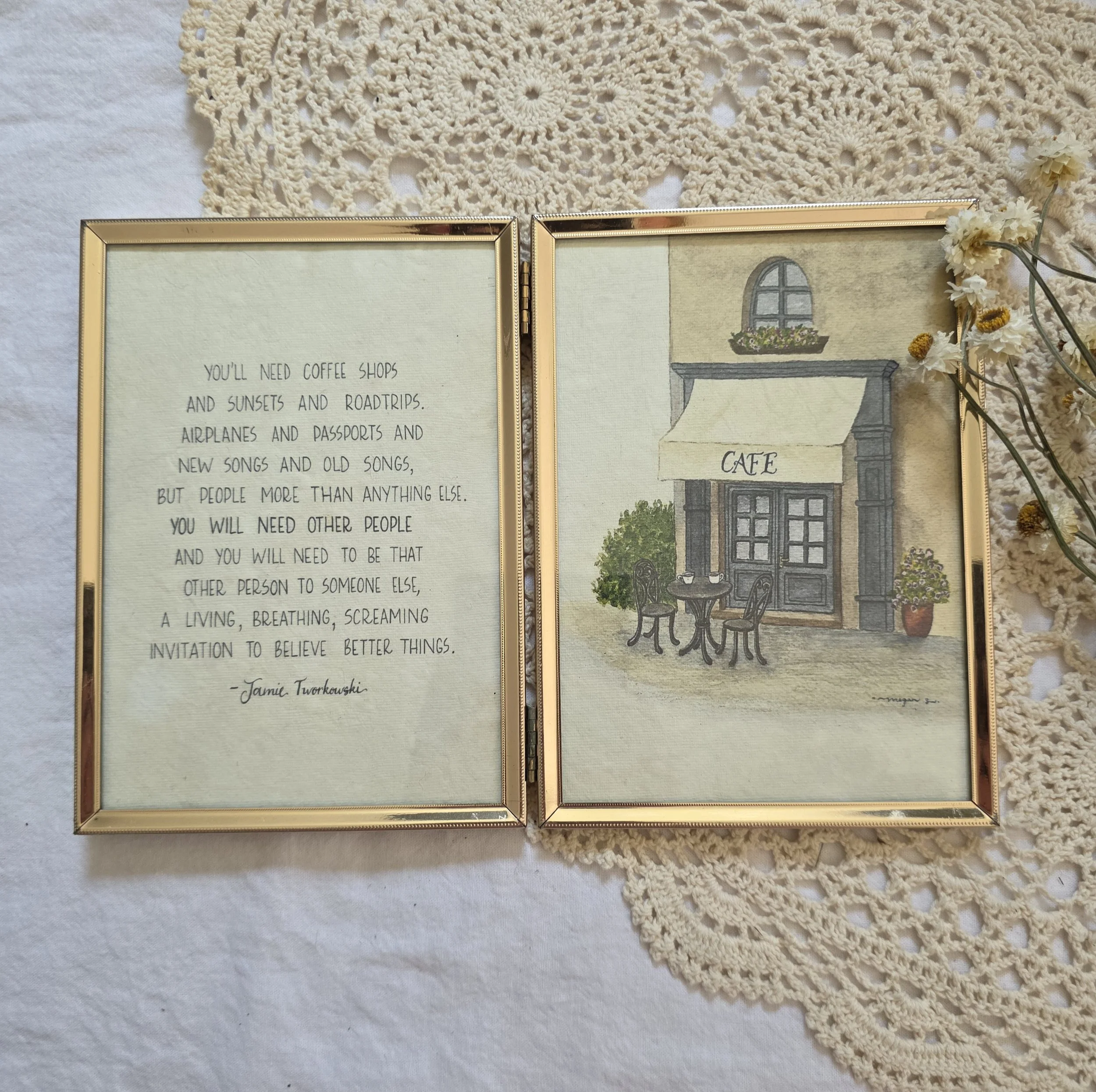 "you will need people" 5x7 double framed art