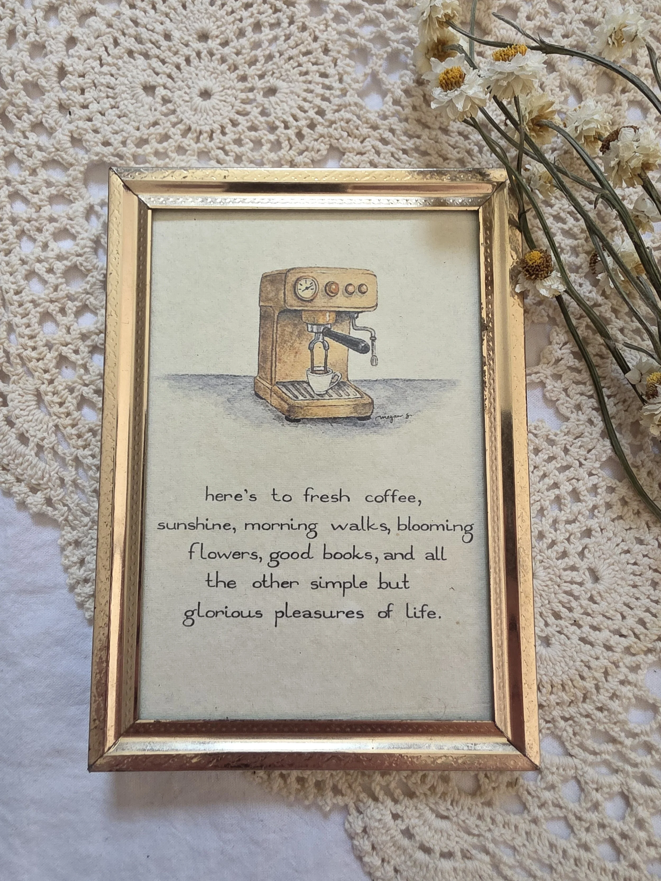 "glorious pleasures of life" 5x7 framed art