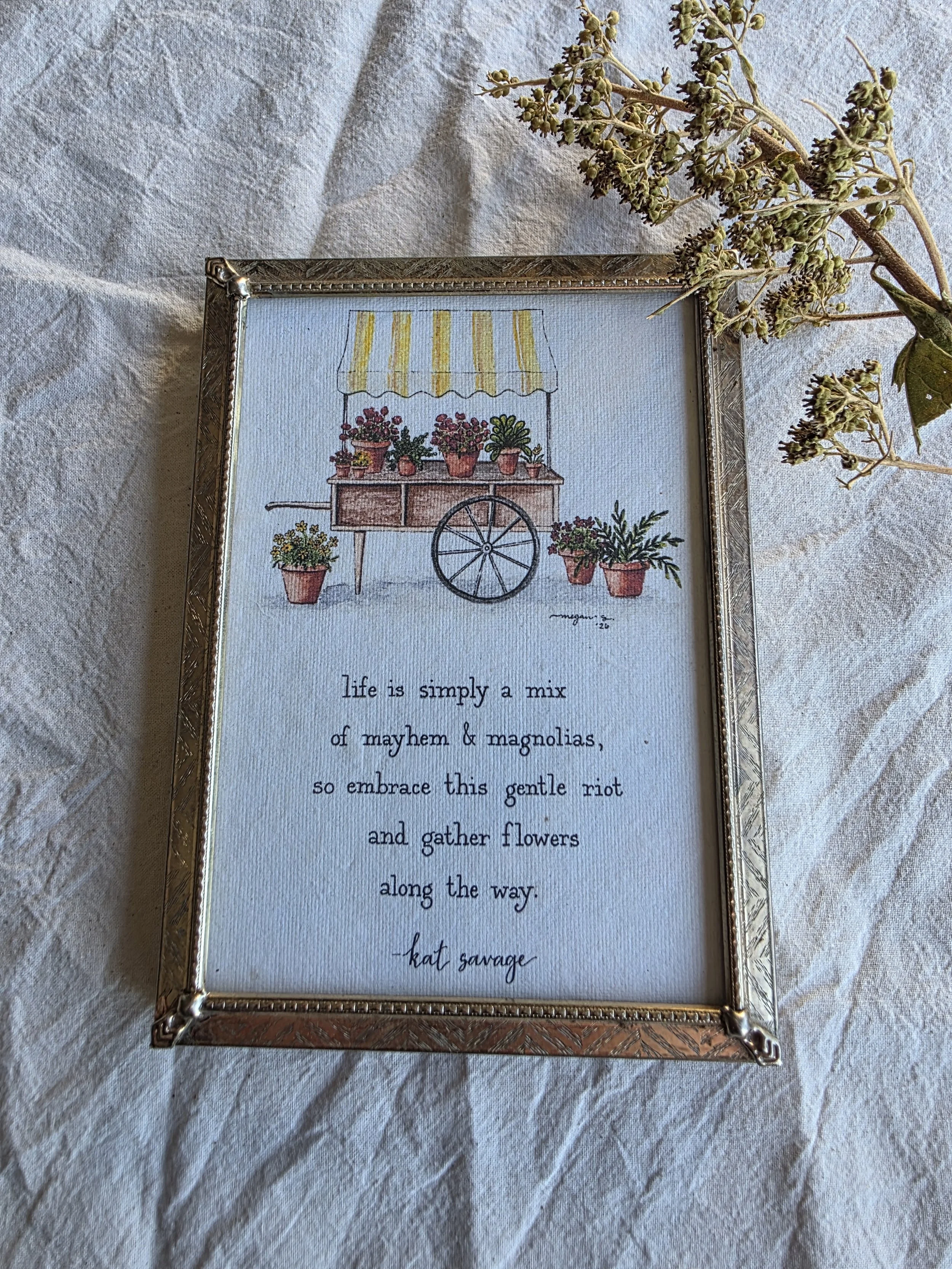 "Mayhem & Magnolias" 5x7 Framed Art