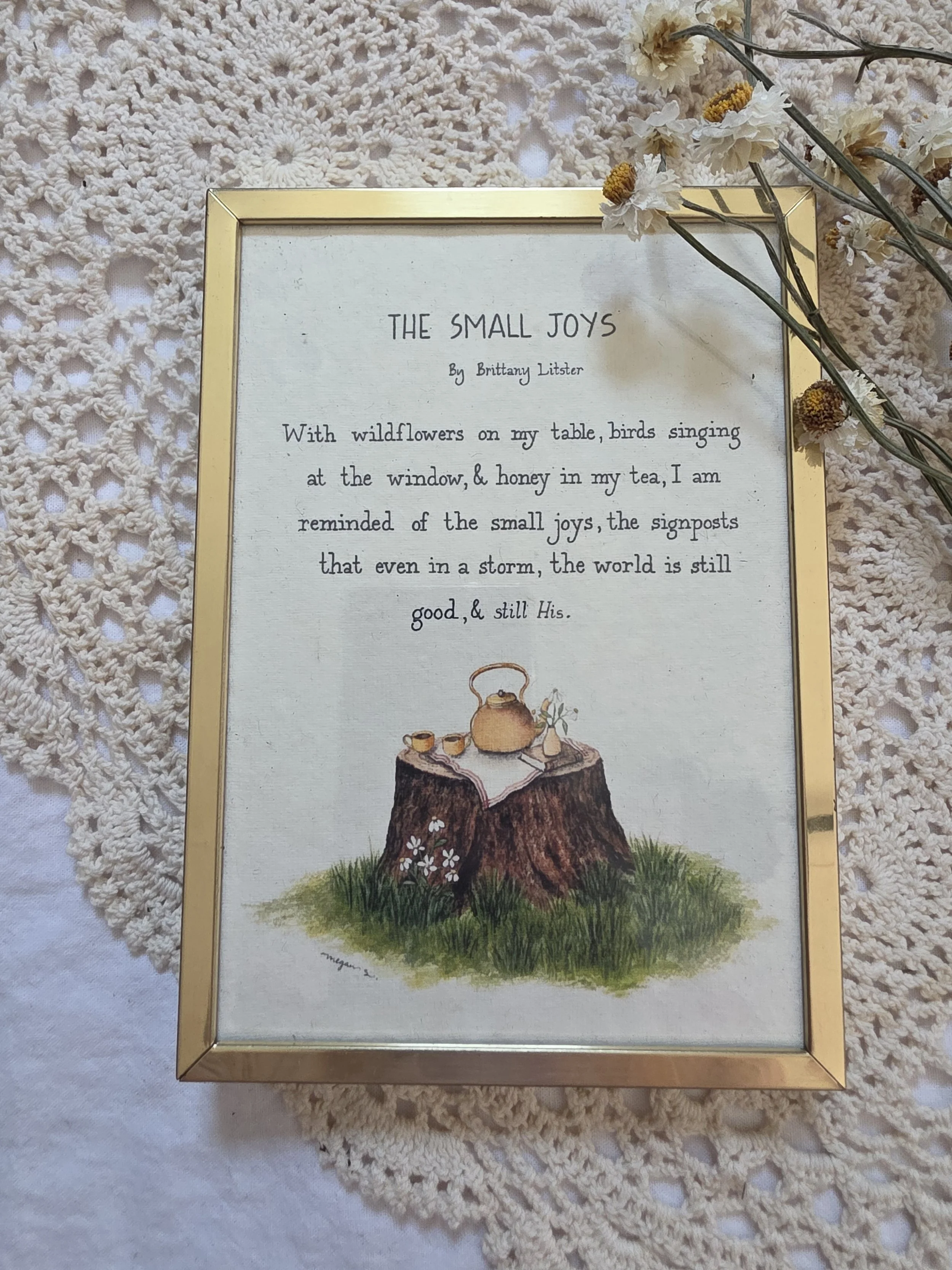 "the small joys" 5x7 framed art