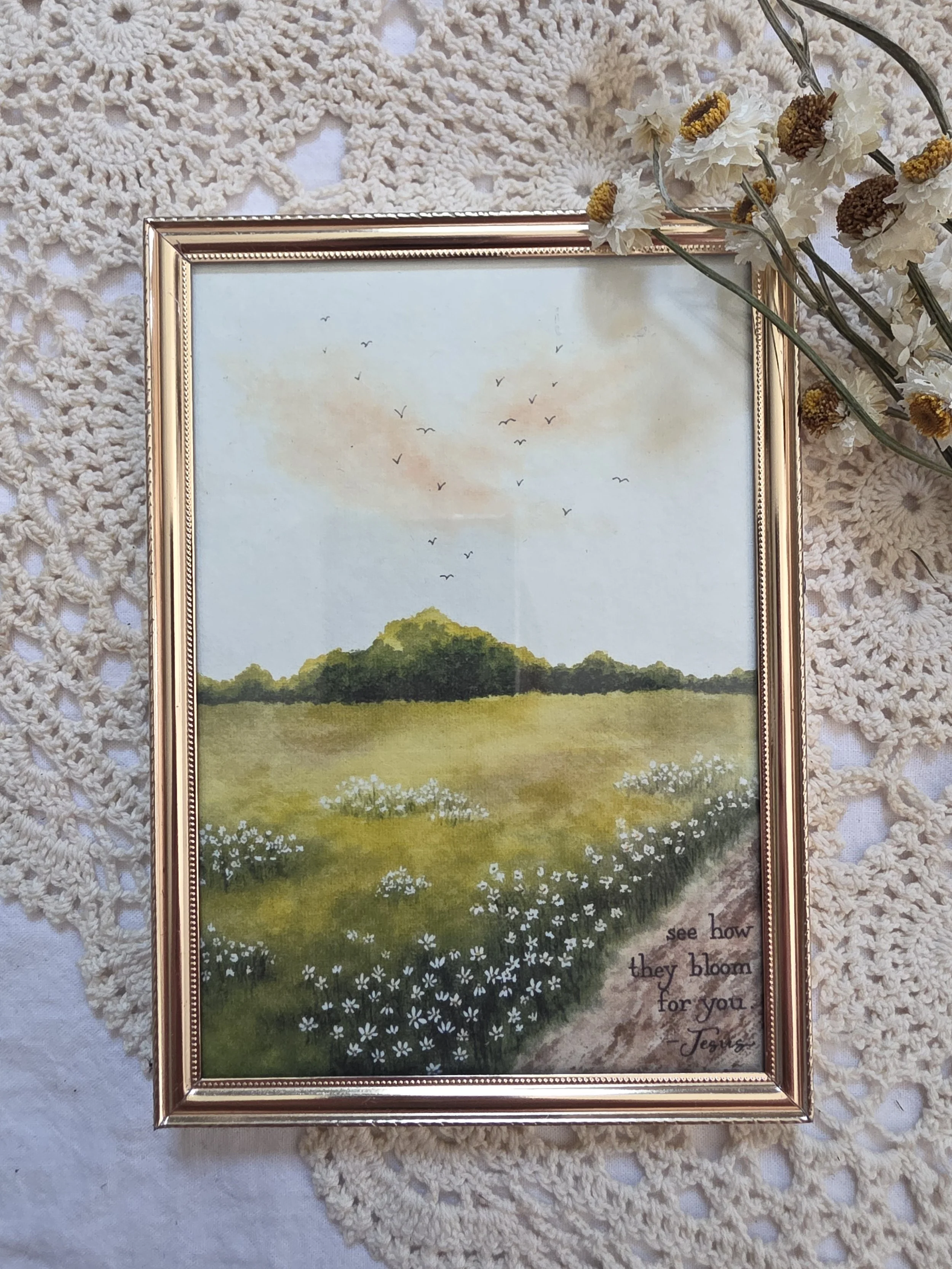 "they bloom for you" 5x7 framed art