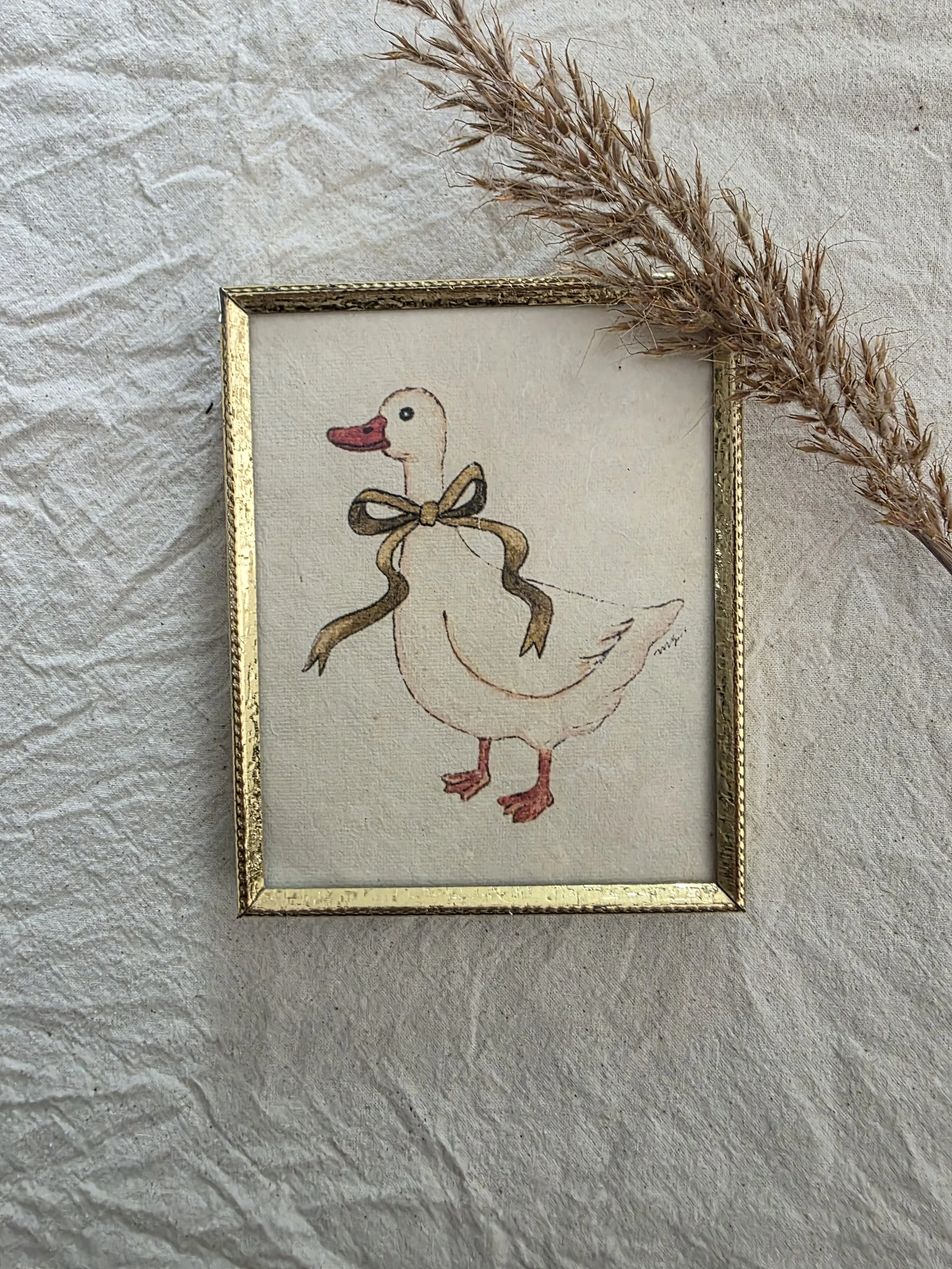 "Goose With Ribbon" small frame