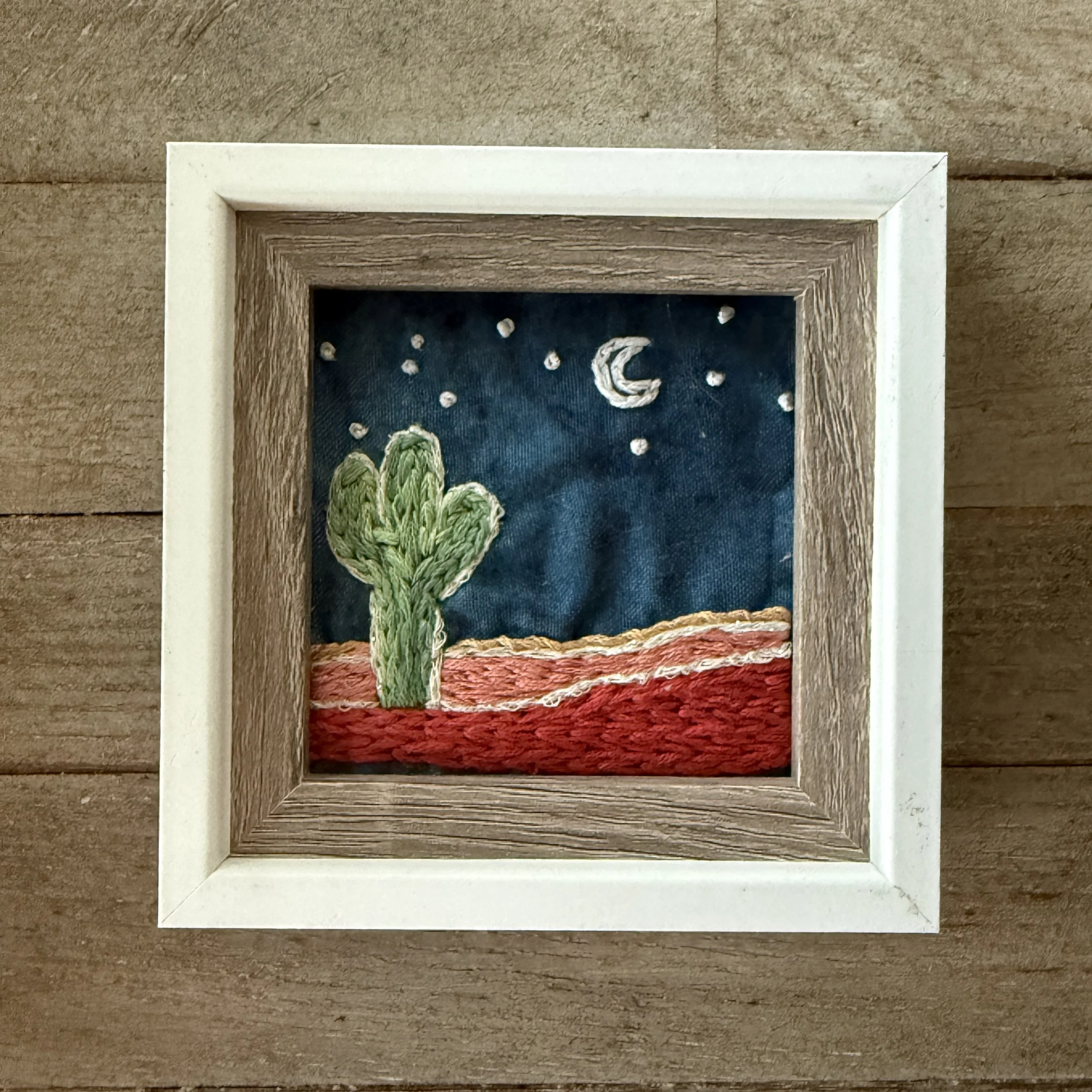 Desert Night Scene Embroidery with frame