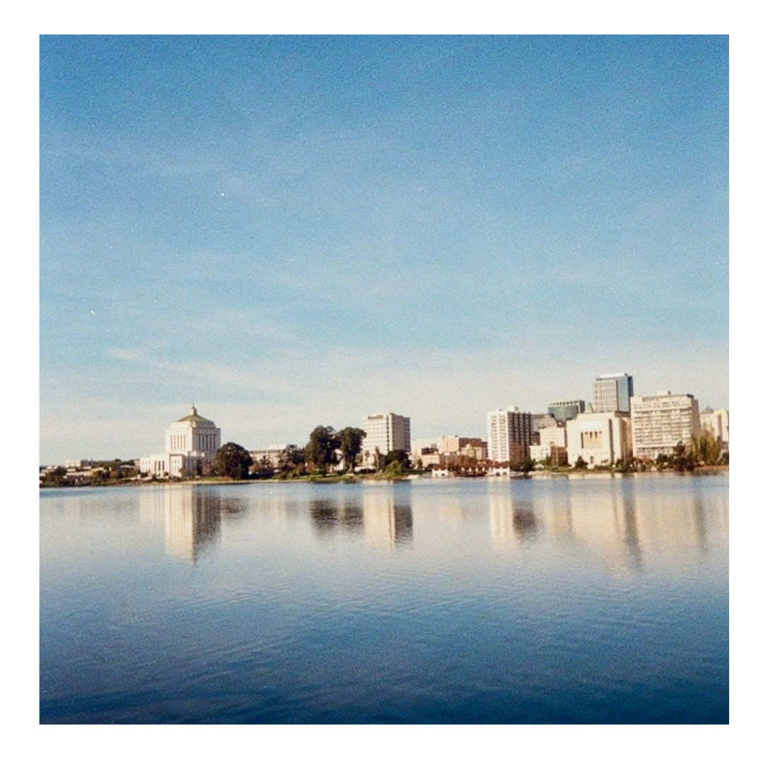Oakland Lake Merritt Skyline - 35mm Film Print with frame