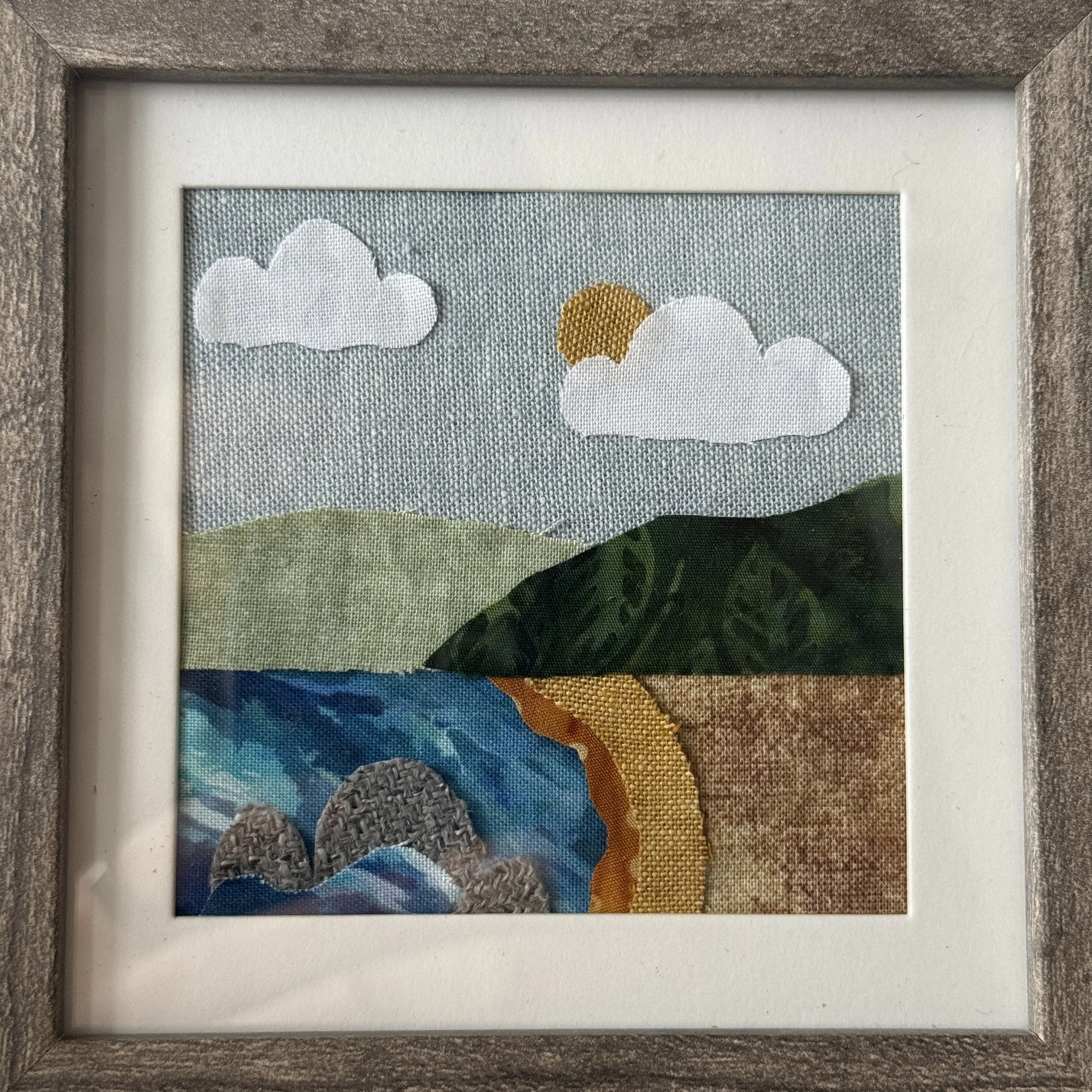 Beach Scene Fabric Landscape with frame