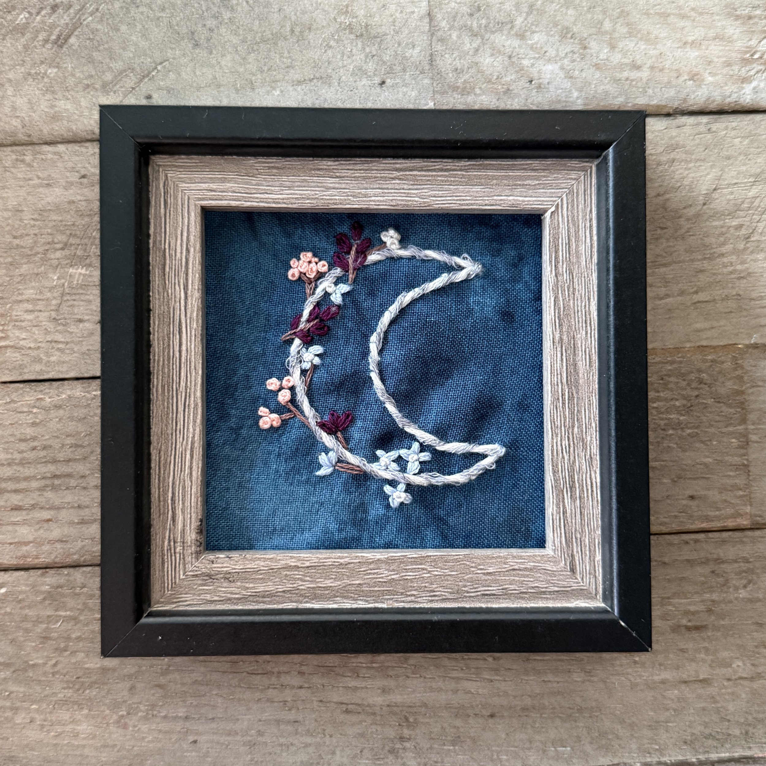 Flowery Moon Embroidery with frame