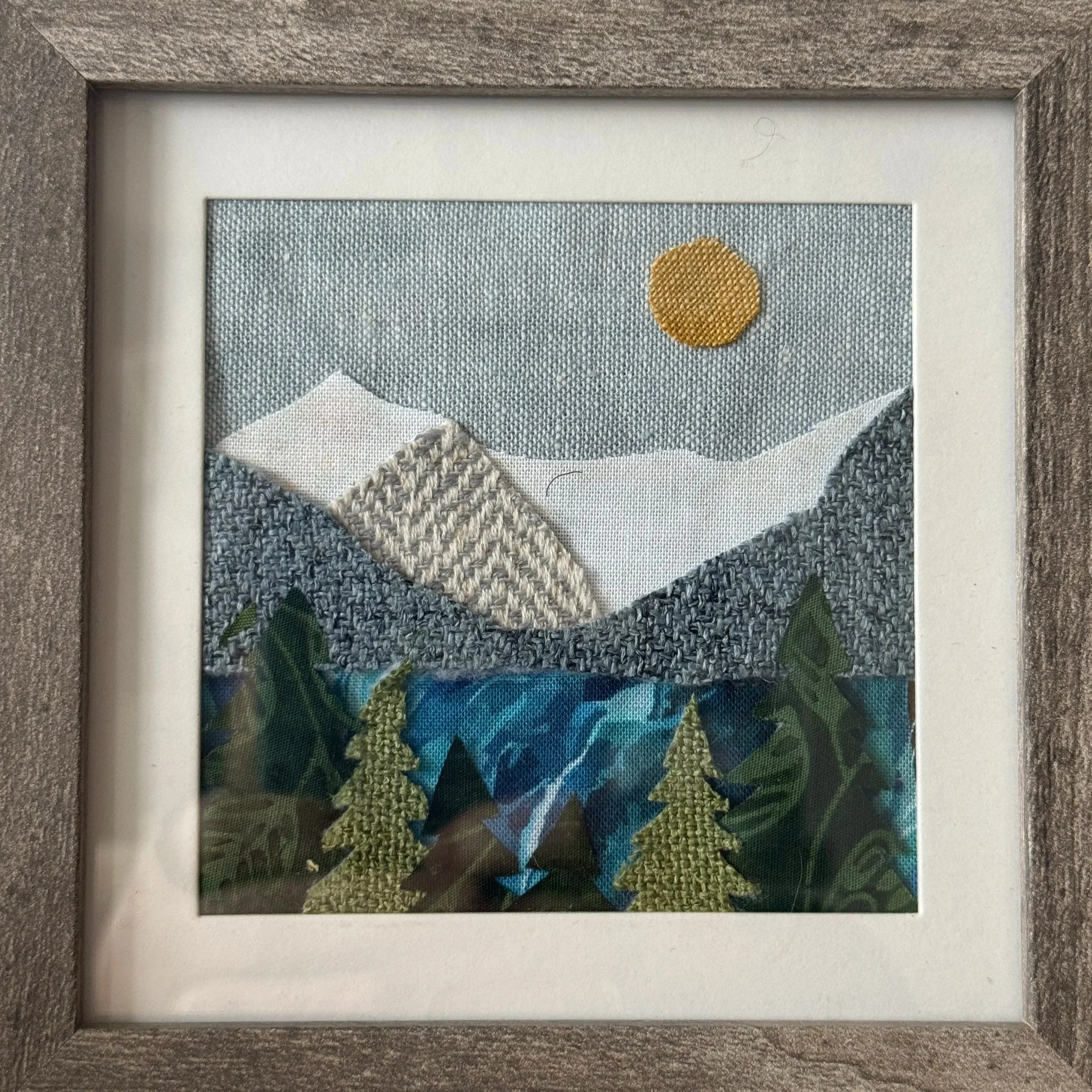 Lake Mountains Fabric Landscape with frame