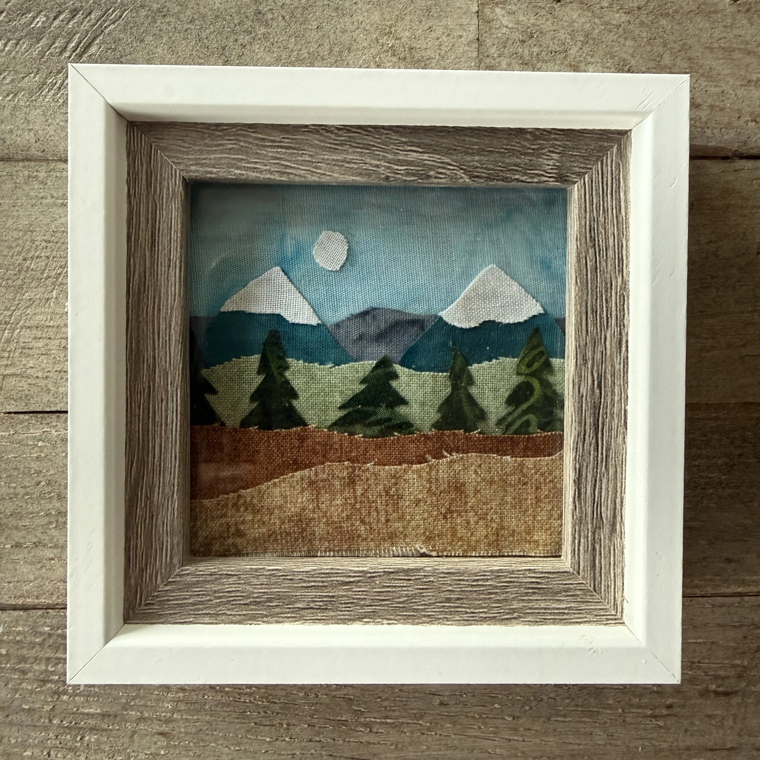 Snowy Mountains Fabric Landscape with frame (multiple versions)