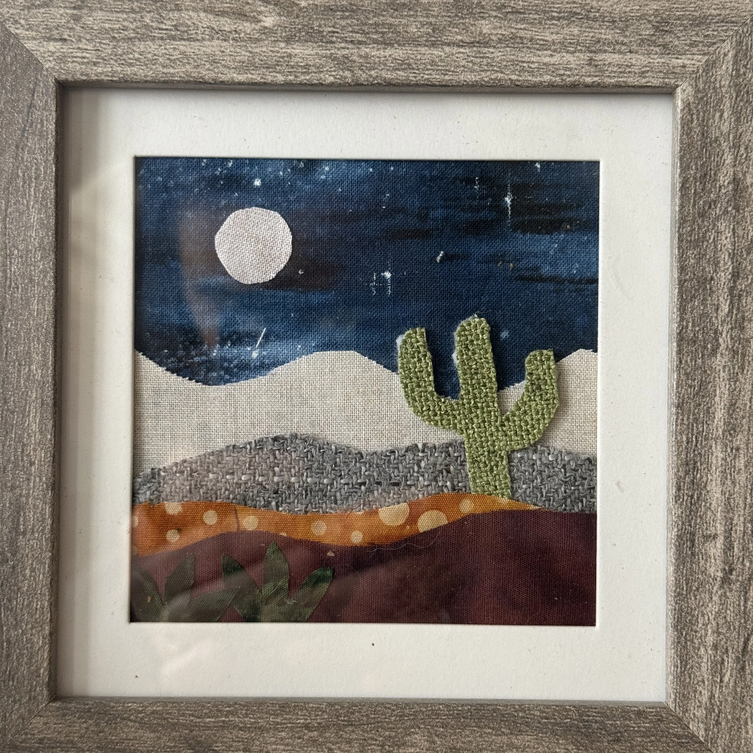 Desert at Night Fabric Landscape with frame