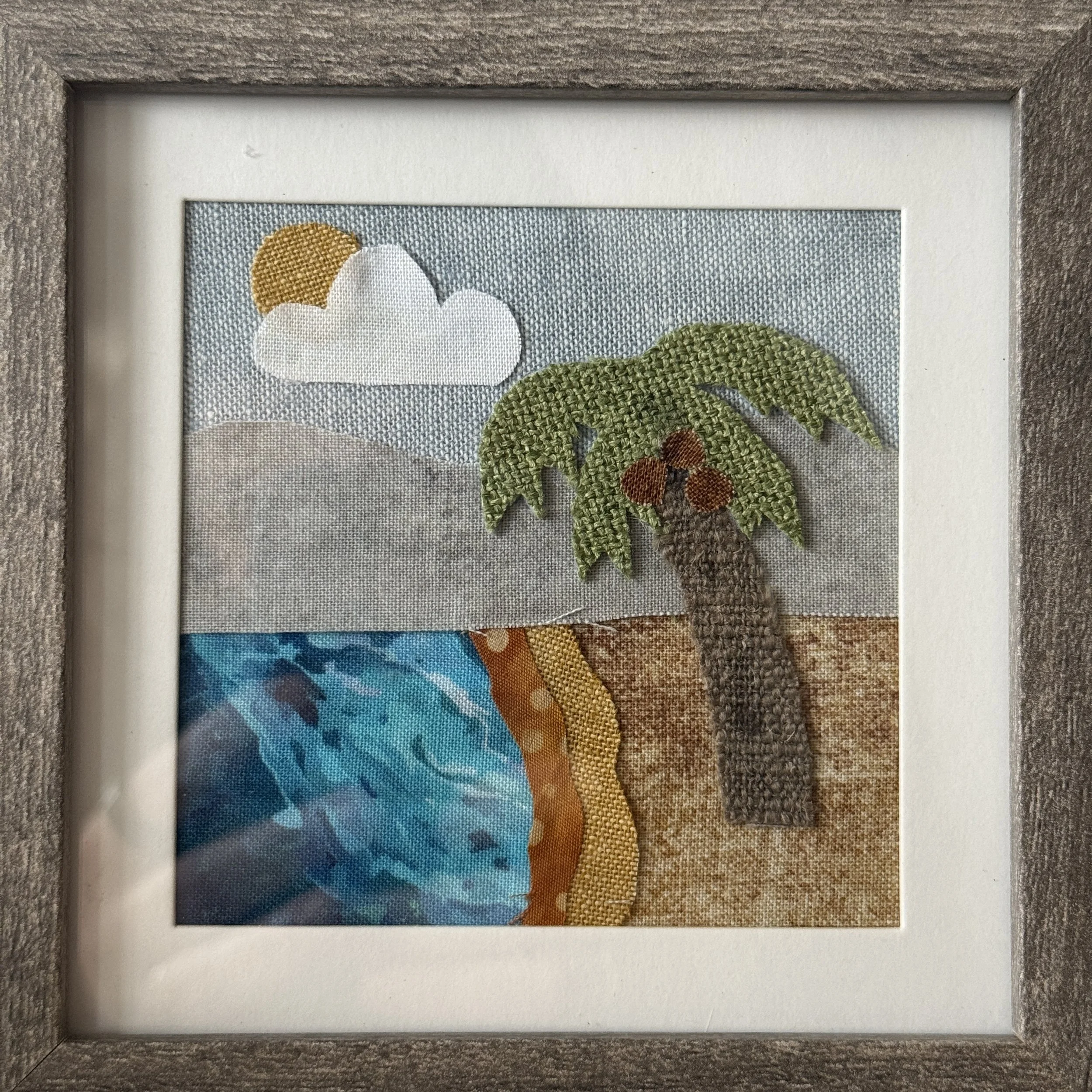 Palm Tree on the Beach Fabric Landscape with frame