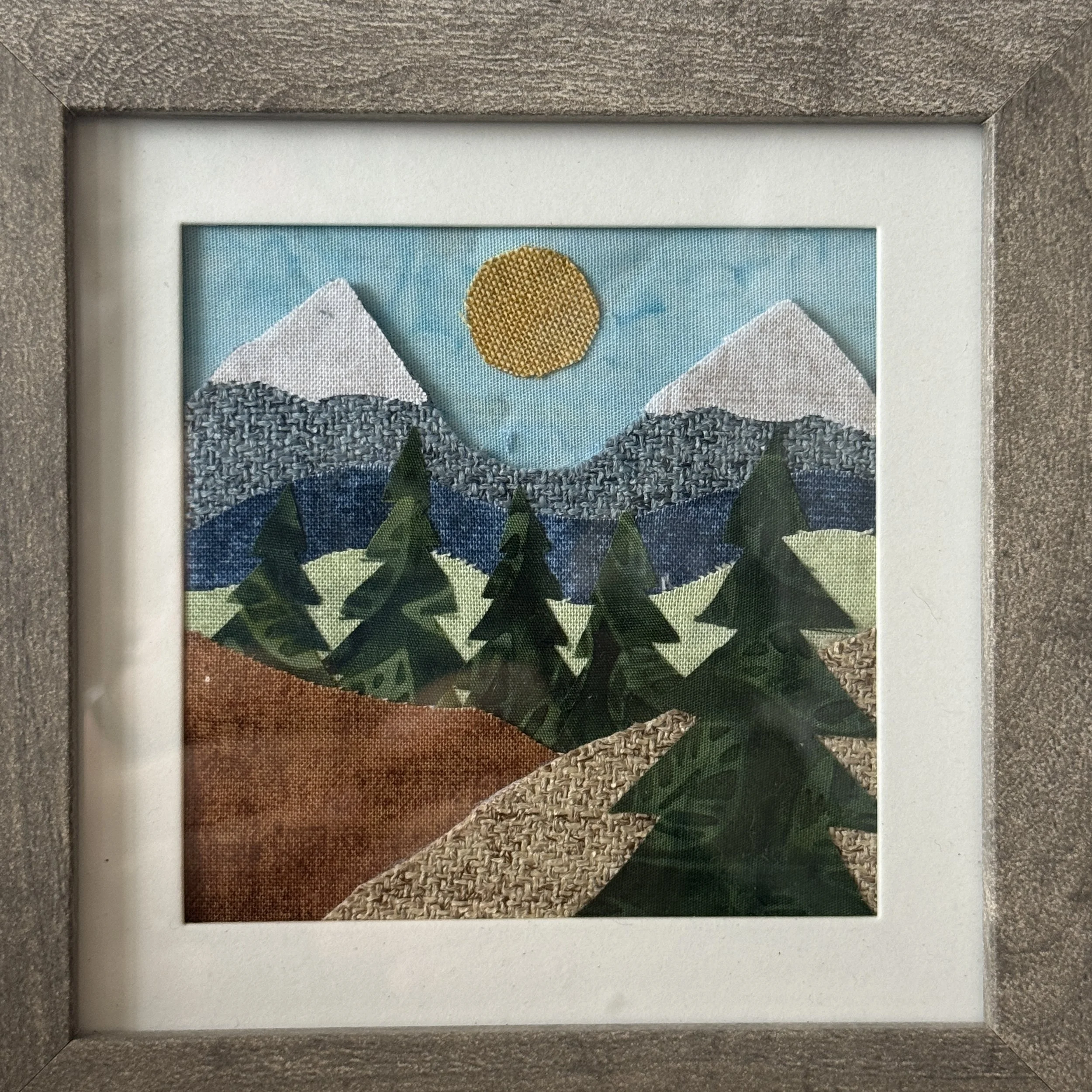 Snowy Mountains Fabric Landscape with frame