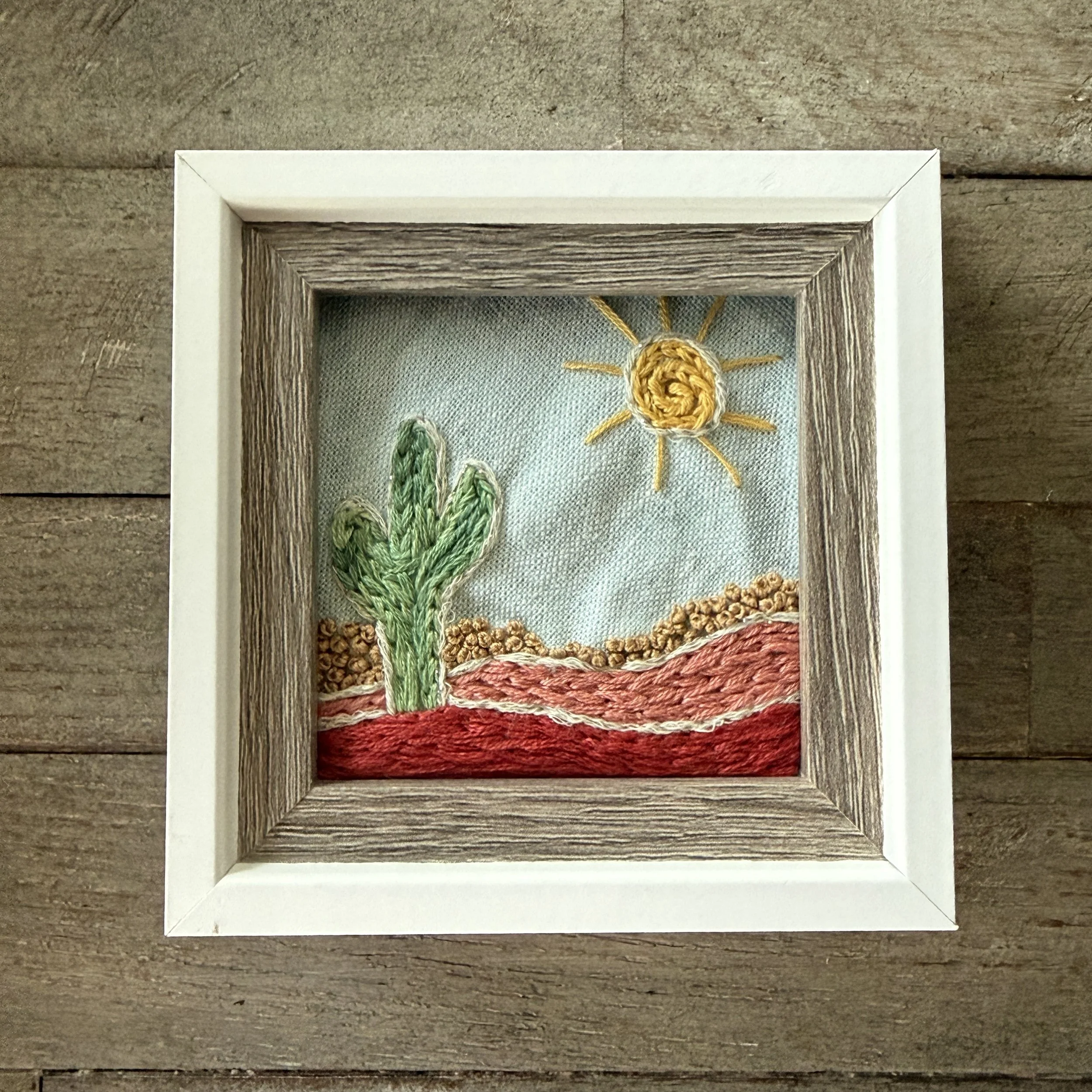 Desert Day Scene Embroidery with frame