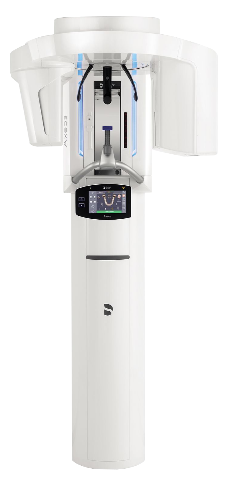Medical imaging machine, specifically an advanced dental cone beam computed tomography (CBCT) scanner, used for 3D imaging of teeth and jaw.