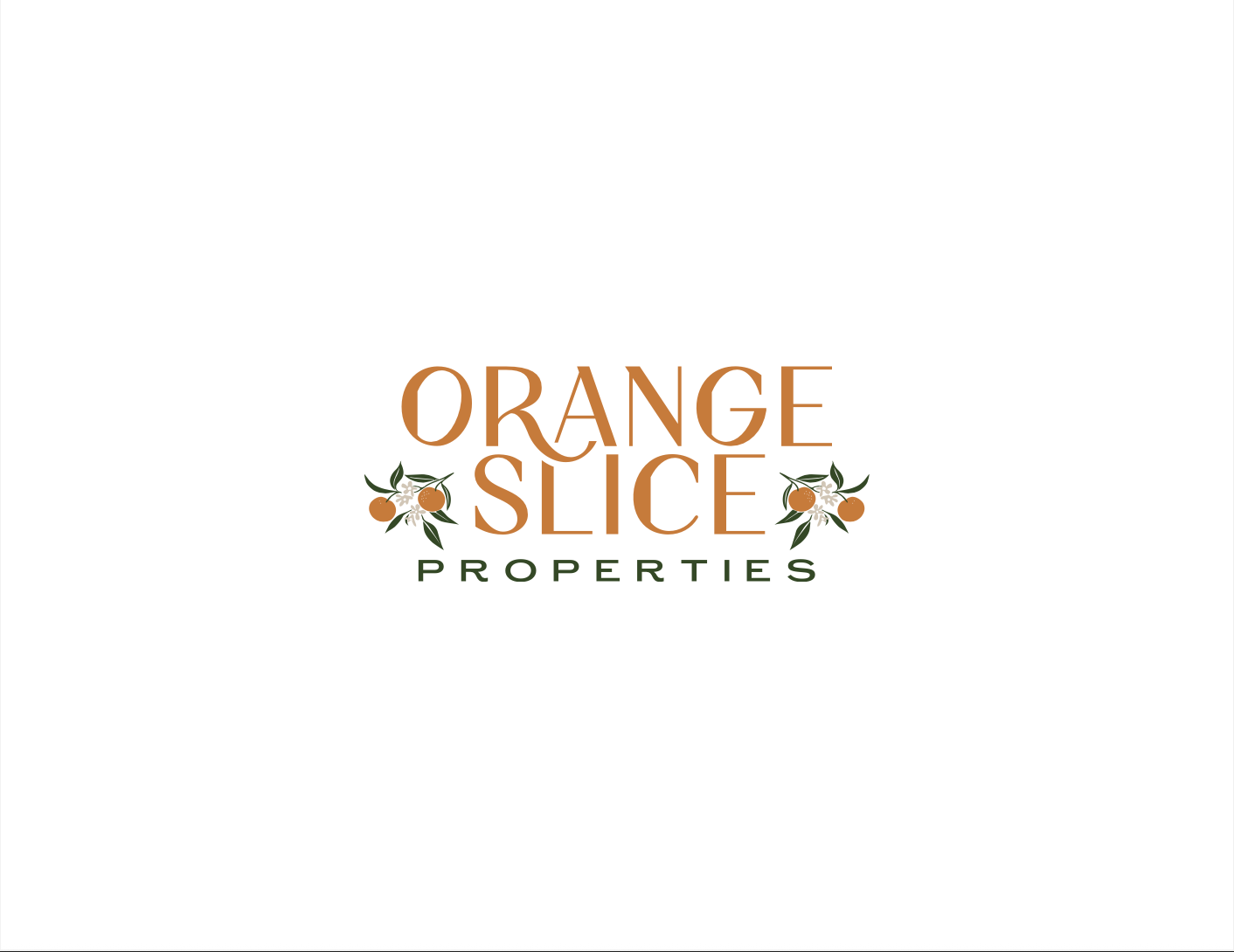 Logo with the text 'Orange Slice Properties' and illustrations of orange slices and leaves.