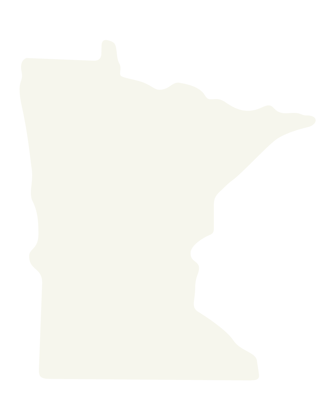 Outline map of the U.S. state of Minnesota.