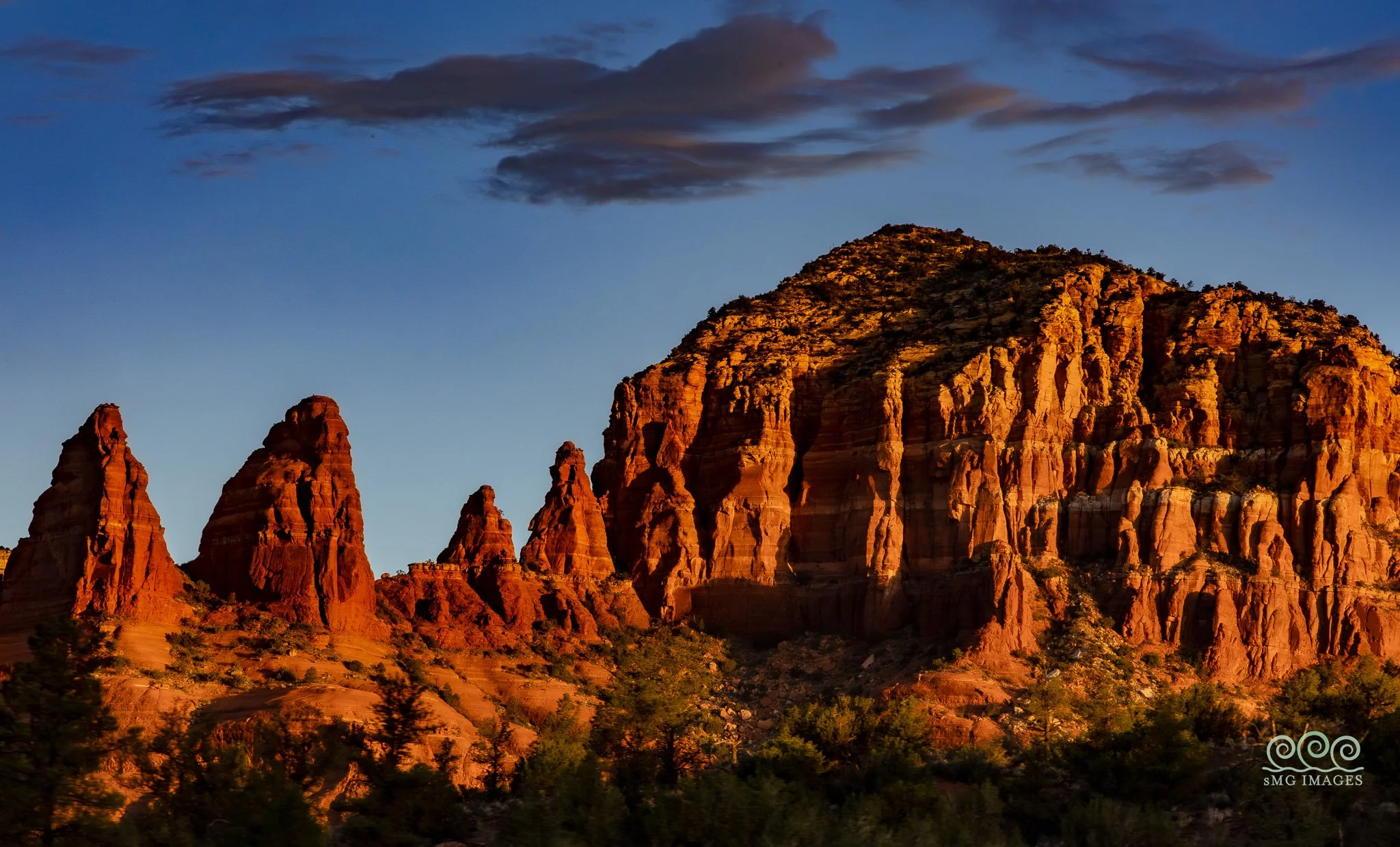 Sedona-Cathedral Rock with Two Nuns Evening
