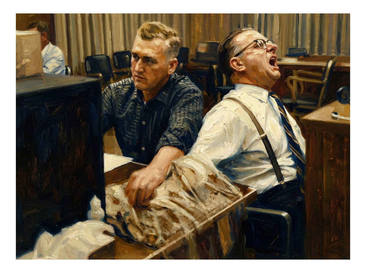 SHOCKED a new musical - Milgram obedience experiment – Wallace Gets Shocked Oil Painting