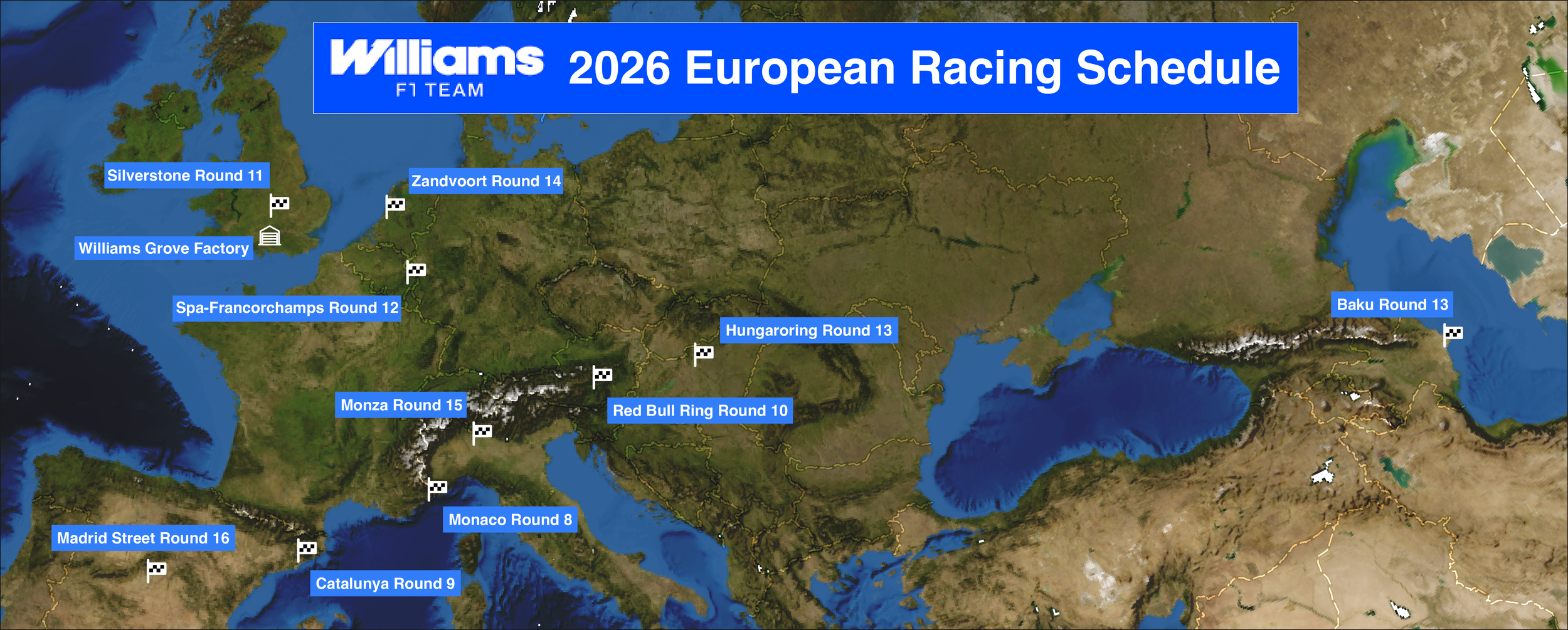 Williams Europe Racing Schedule
