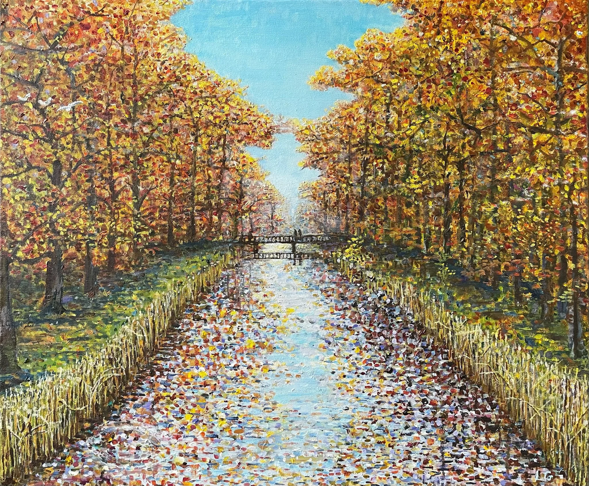 Rivier met bomen en brug - LEA Gelderman