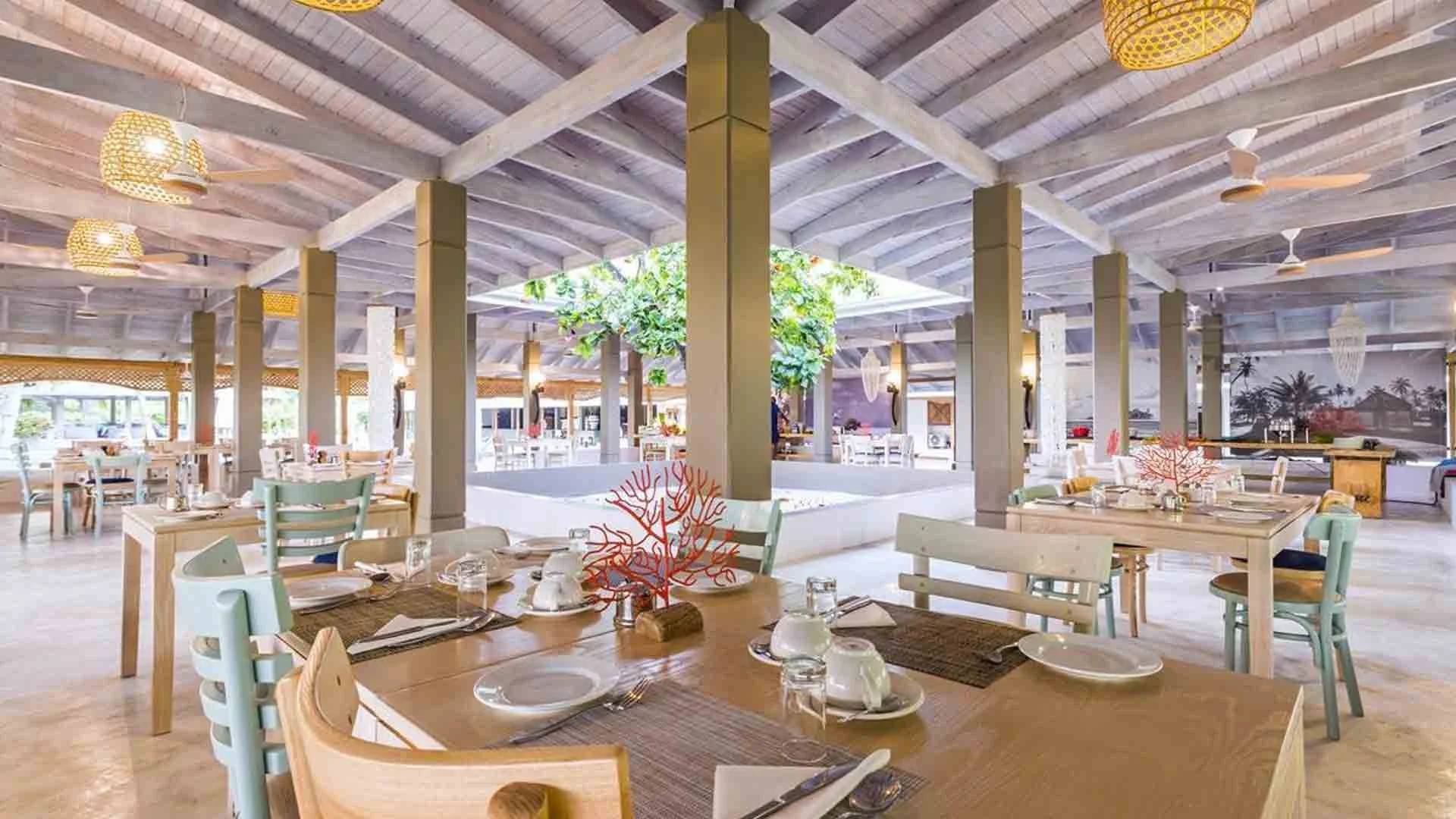 dining room view with chairs and tables setup