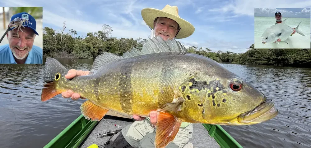 Angler holding a trophy Amazon peacock bass at Agua Boa Amazon Lodge in Brazil