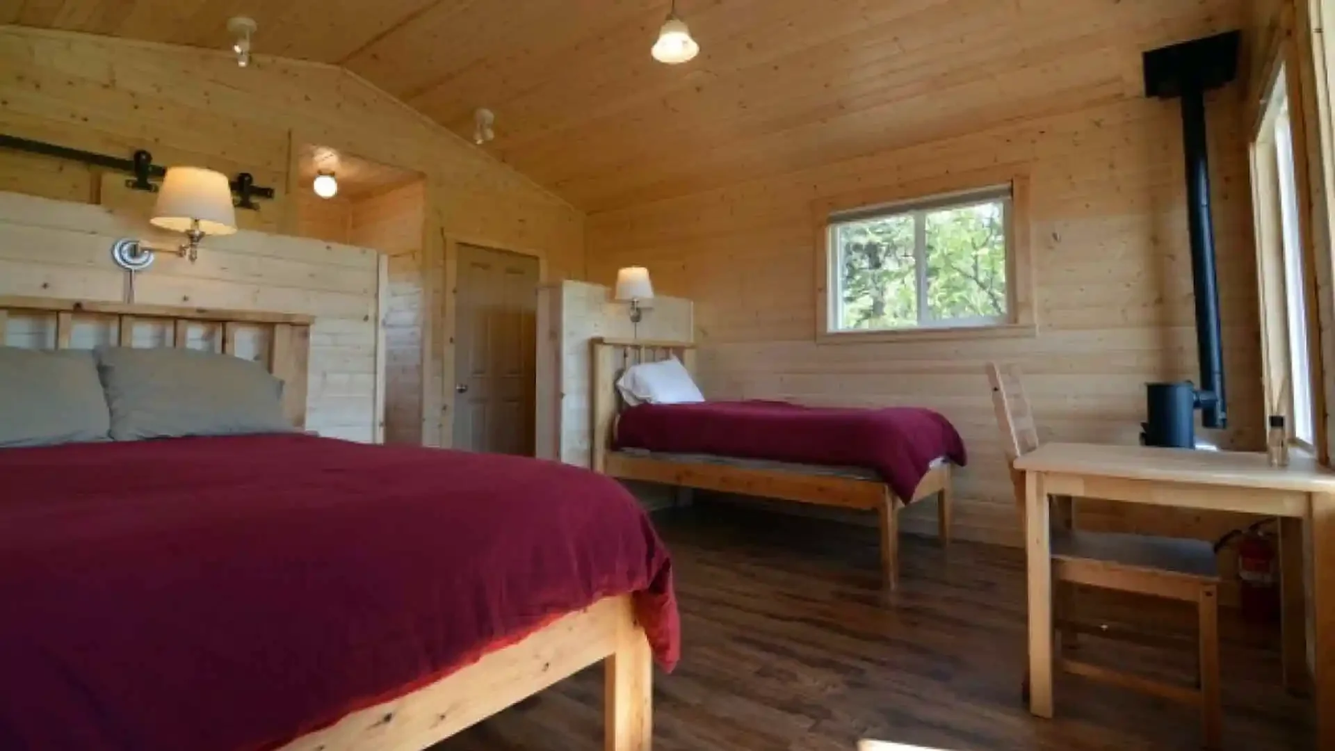 Copper River Lodge guest cabin with two beds and private bathroom Alaska