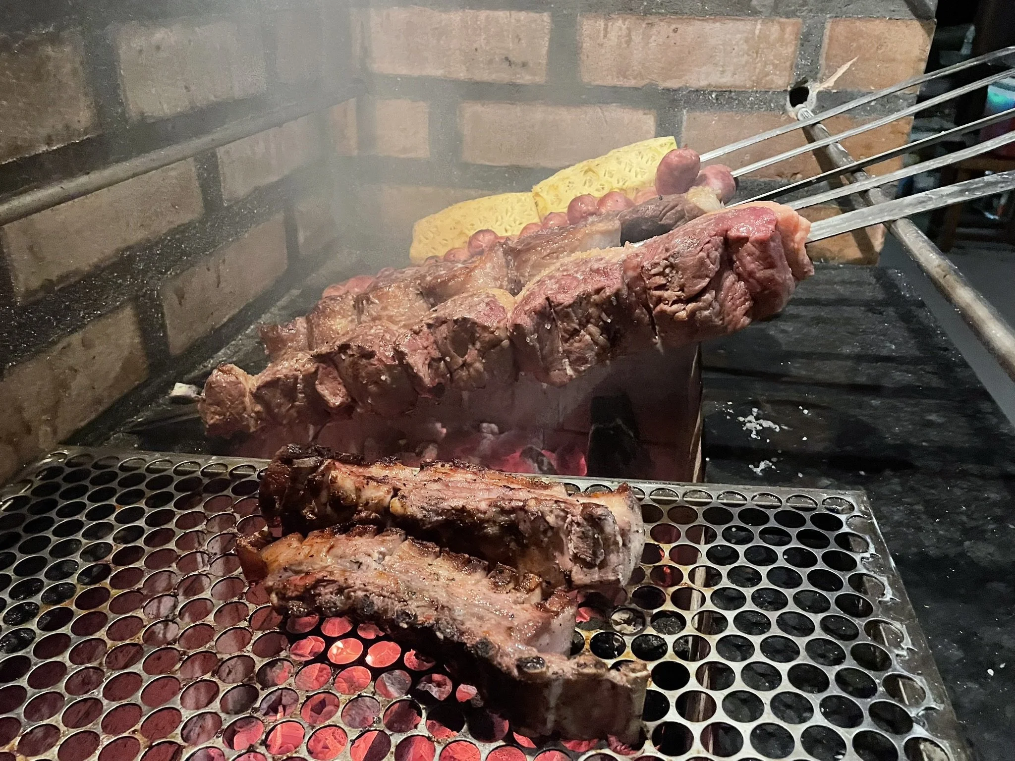 Brazilian BBQ dinner at Agua Boa Amazon Lodge in the Brazilian Amazon.