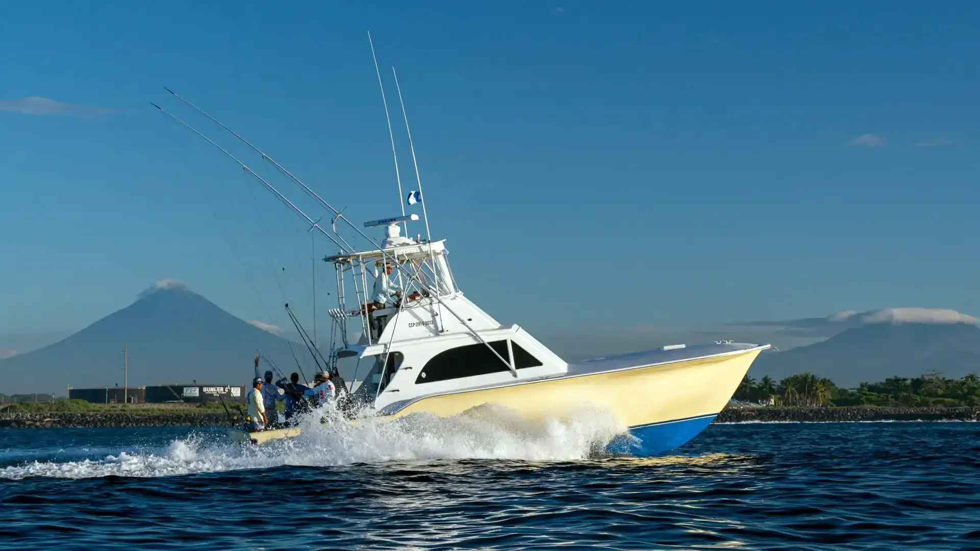 Allure II, a 40-foot Custom Carolina Capps sportfishing yacht built in 1996, cruising at 23 knots for offshore fishing trips.