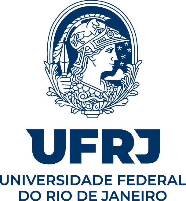 Logo of Universidade Federal do Rio de Janeiro (UFRJ) featuring a classical warrior profile in an oval frame.