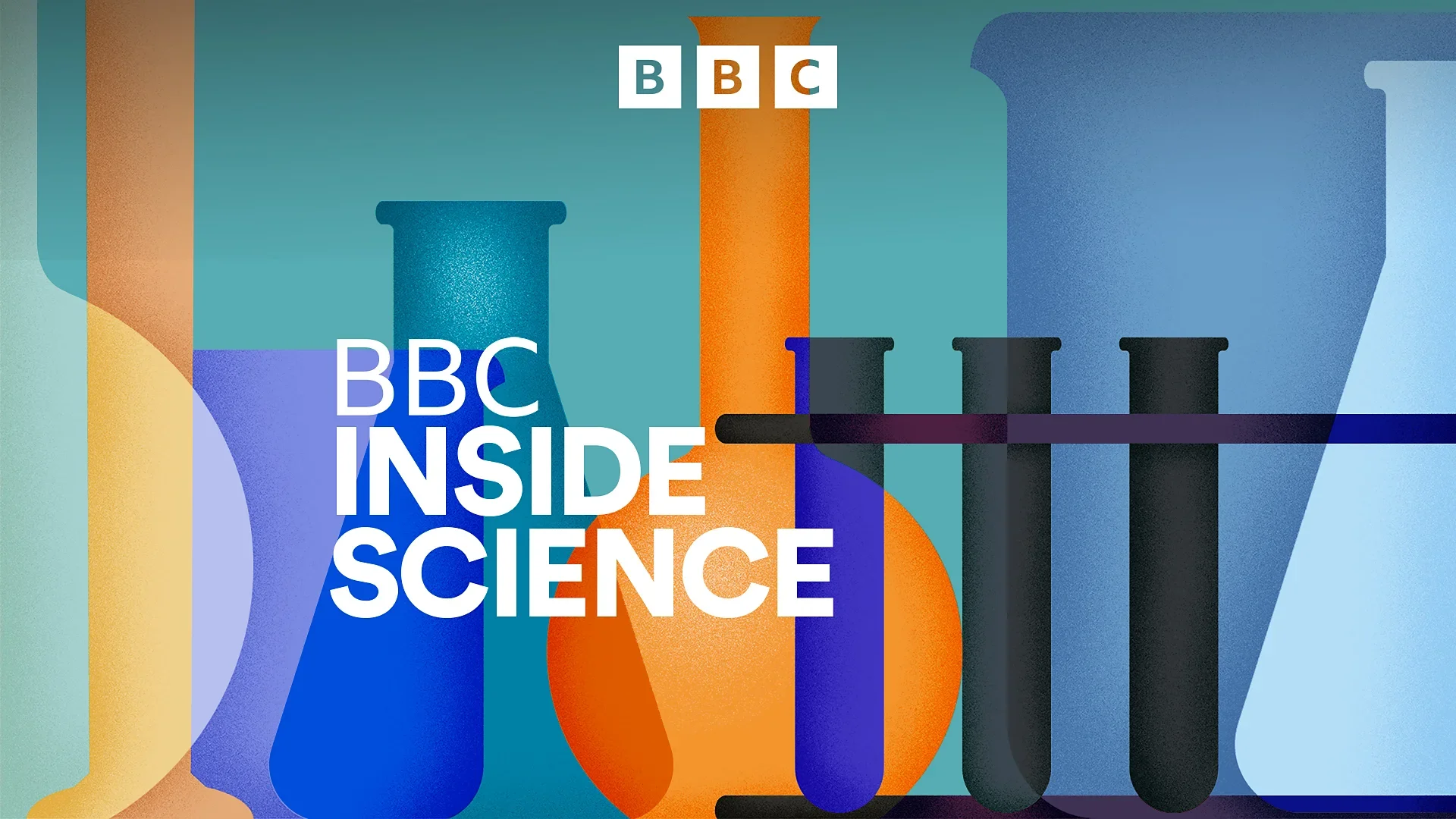 Colorful illustration of laboratory glassware including test tubes and a beaker with the BBC Inside Science logo overlayed.