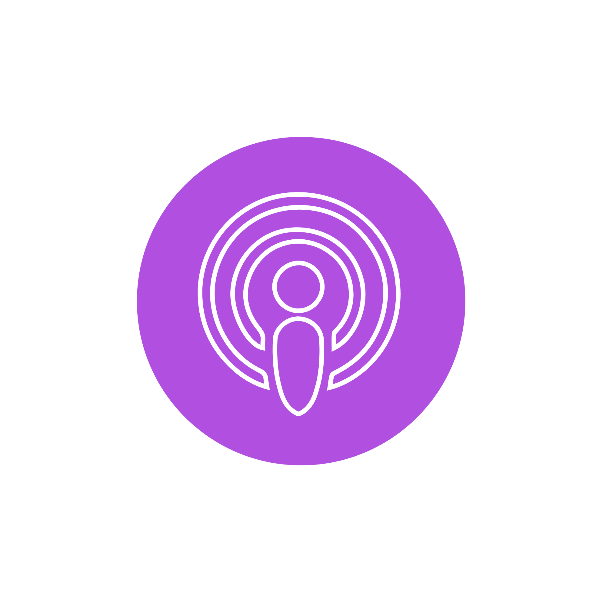 purple circle with white concentric circles inside and black background.