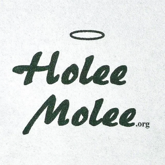 Logo with the text 'Holee Molee.org' in stylized font, featuring a halo above the text.