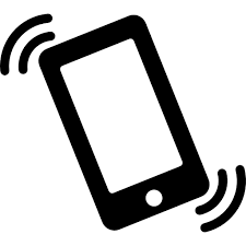 Icon of a smartphone with motion lines indicating vibration or ringing