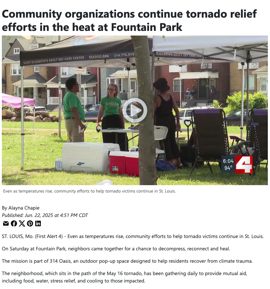 Community organizations continue tornado relief efforts in the heat at Fountain Park