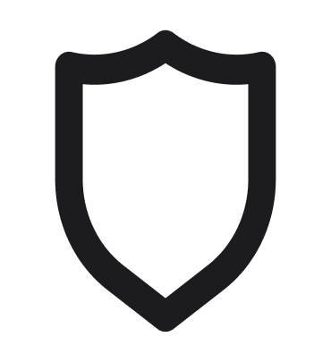 Black outline of a shield on a transparent background.