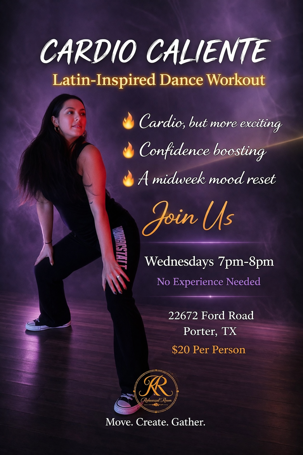 Join us every Wednesday night for some Latin inspired dance workout!  No experience needed!  
