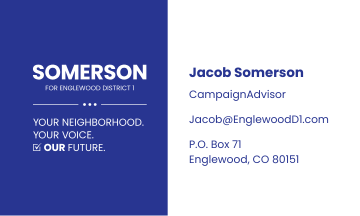 Contact Jacob Somerson at Jacob at Englewood D 1 dot com