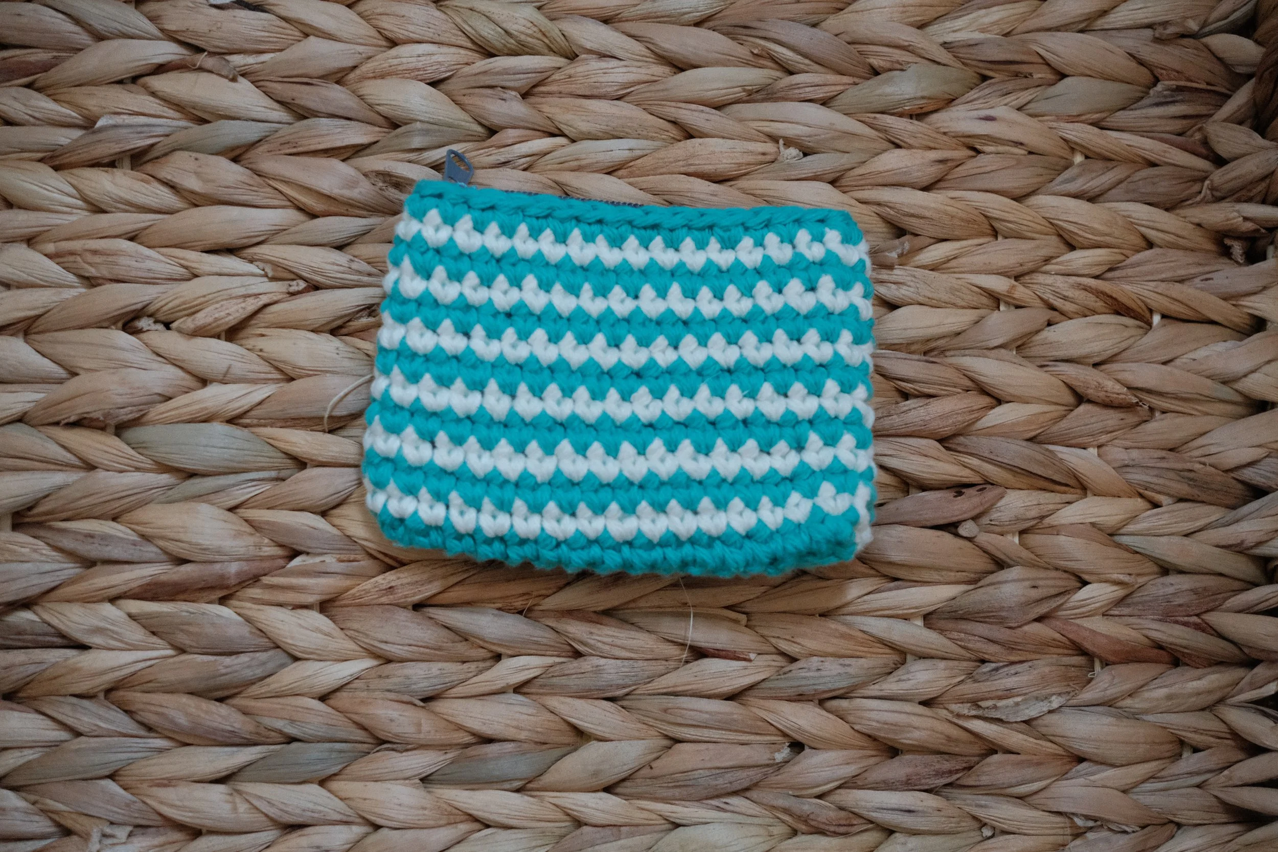 Wallet - aqua & white stripe