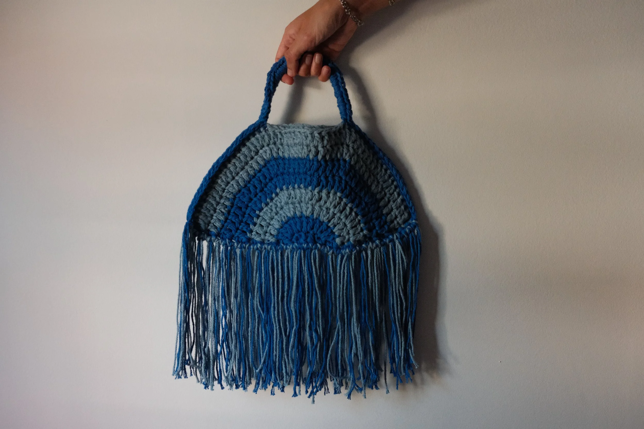 Fringe Bag - mini blue stripe